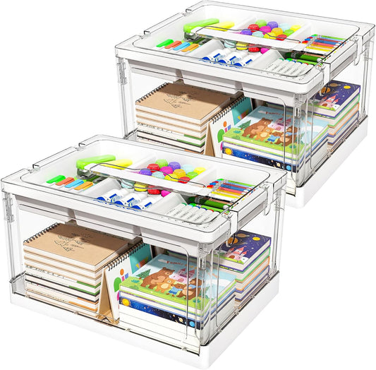 24QT 2Packs Clear Craft Organizers and Storage with Trays
