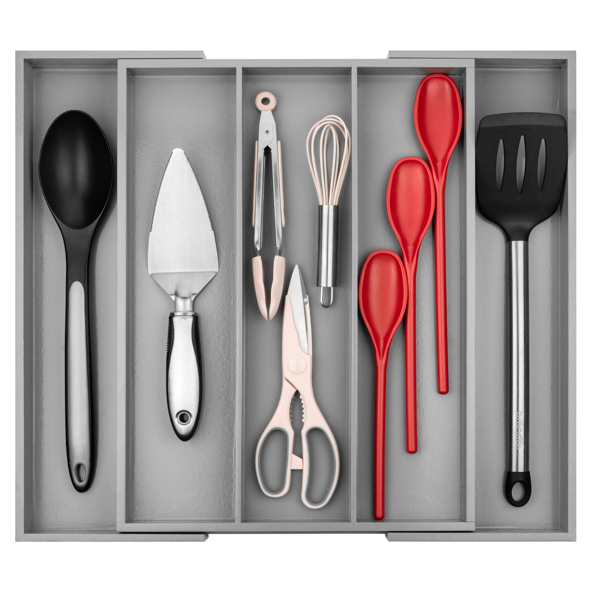 Purawood Kitchen Drawer Organizer - Expandable Utensil Drawer Organizer for Kitchen, Cutlery Tray & Silverware Organizer, 3-5 Slots - Bamboo Organizer for Utensils & Flatware (Natural)