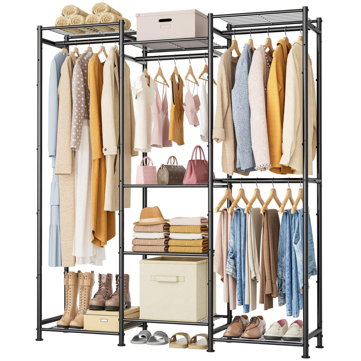 HOMIDEC Wardrobe Closet, 4 Hanging Spaces Portable Clothes Rack