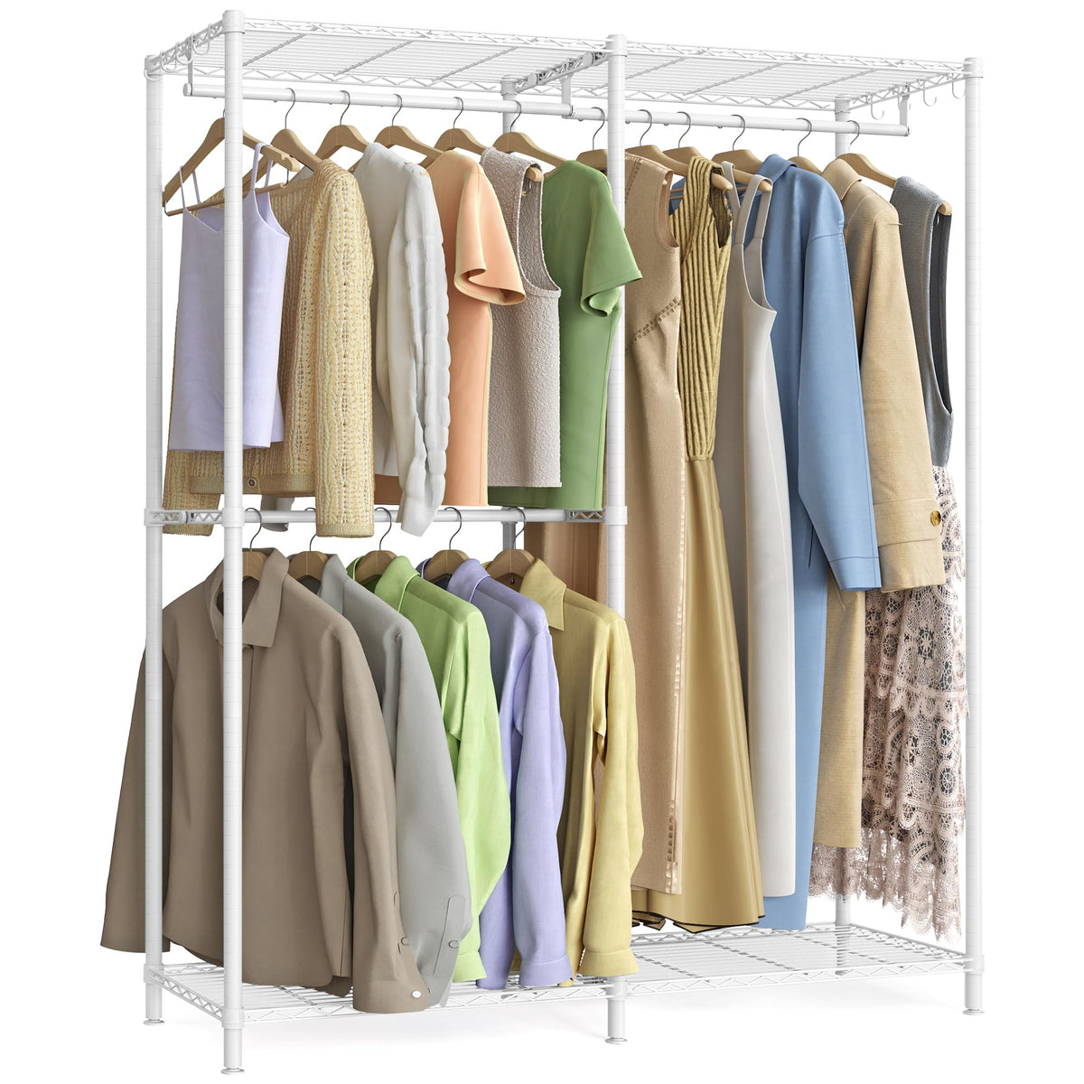 SONGMICS Closet Organizers and Storage, Clothes Rack with Shelves