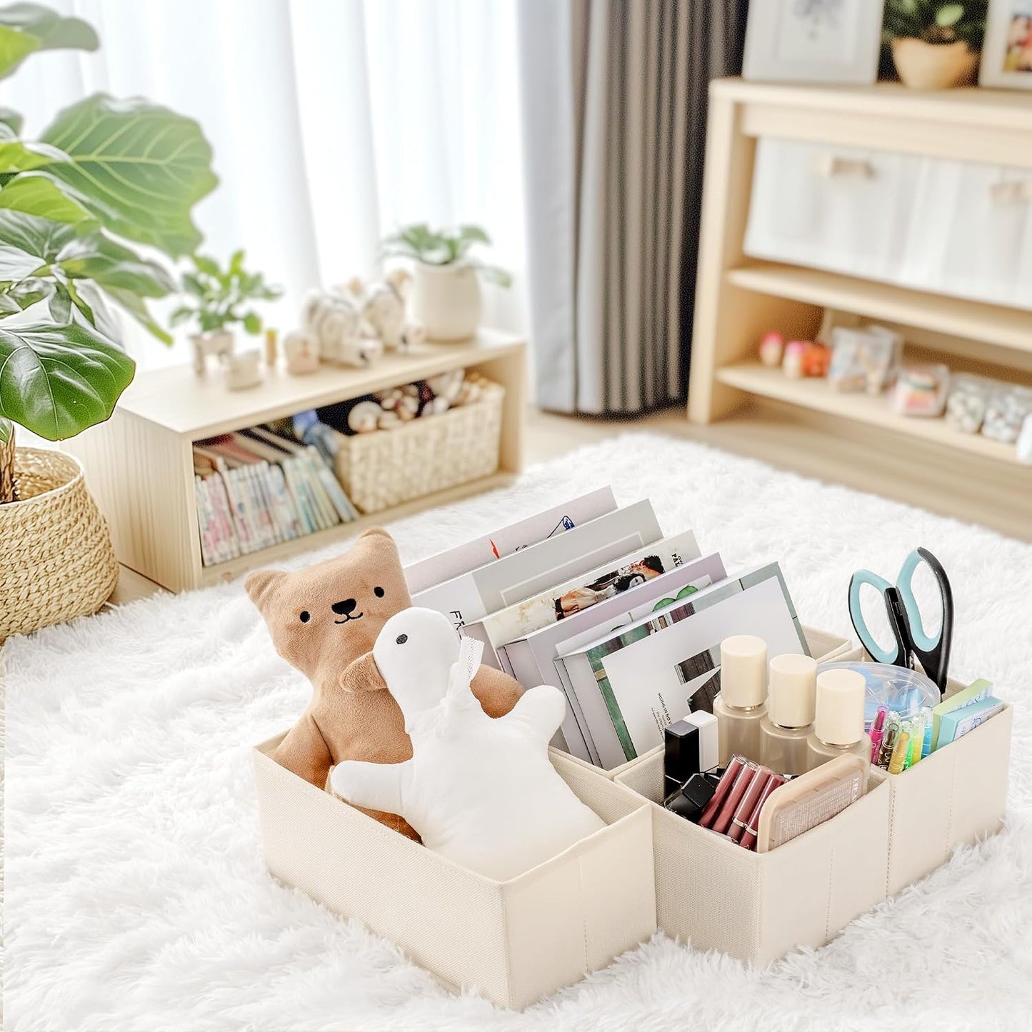 Criusia Drawer Organizer Clothes, 14 Pack Dresser Organizer for Baby Clothes, Underwear, Sock- Foldable Closet Organization and Storage Dividers Bins for Nursery, Bedroom and Dorm (Beige)