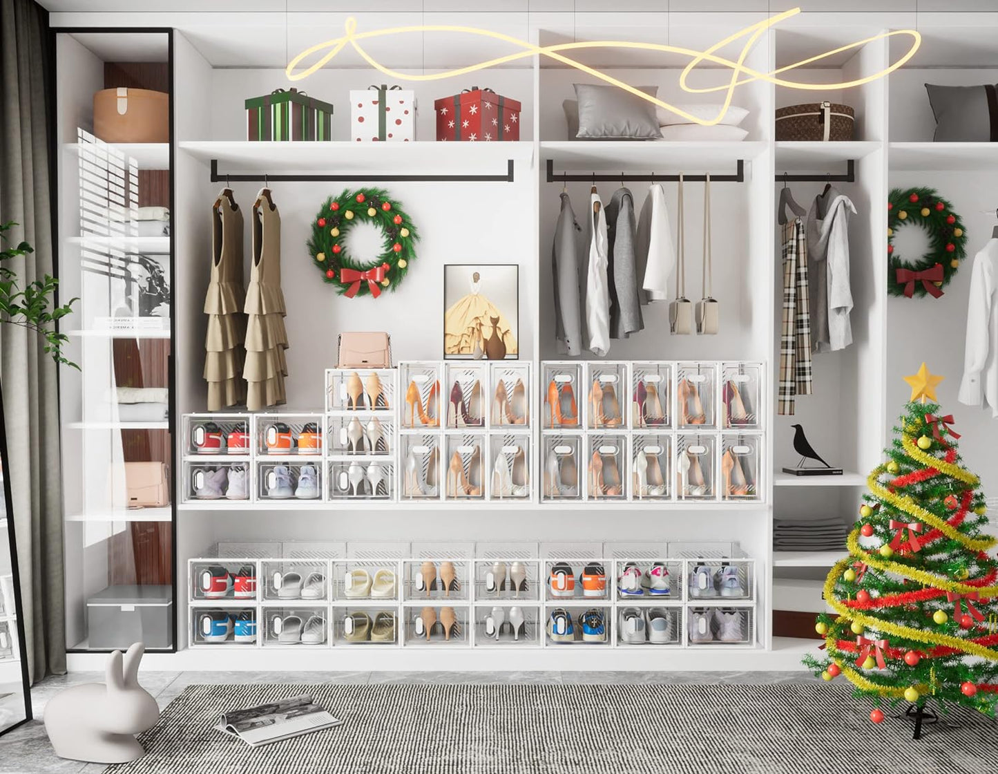 SIMPDIY Clear Shoe Storage Boxes, Stackable Shoe Organizer for Closet