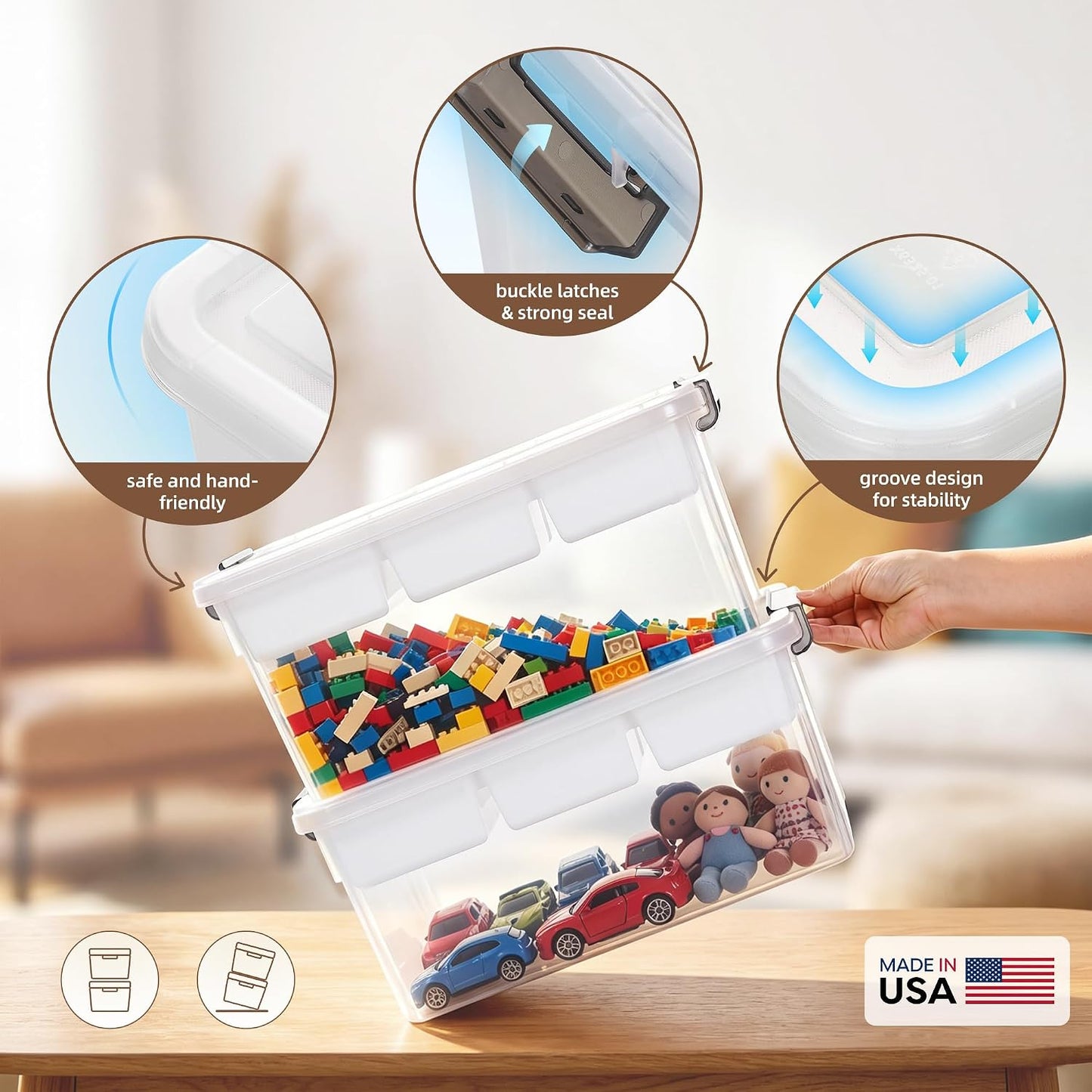 Citylife 17QT Clear Craft Organizers and Storage Box with Removable Tray