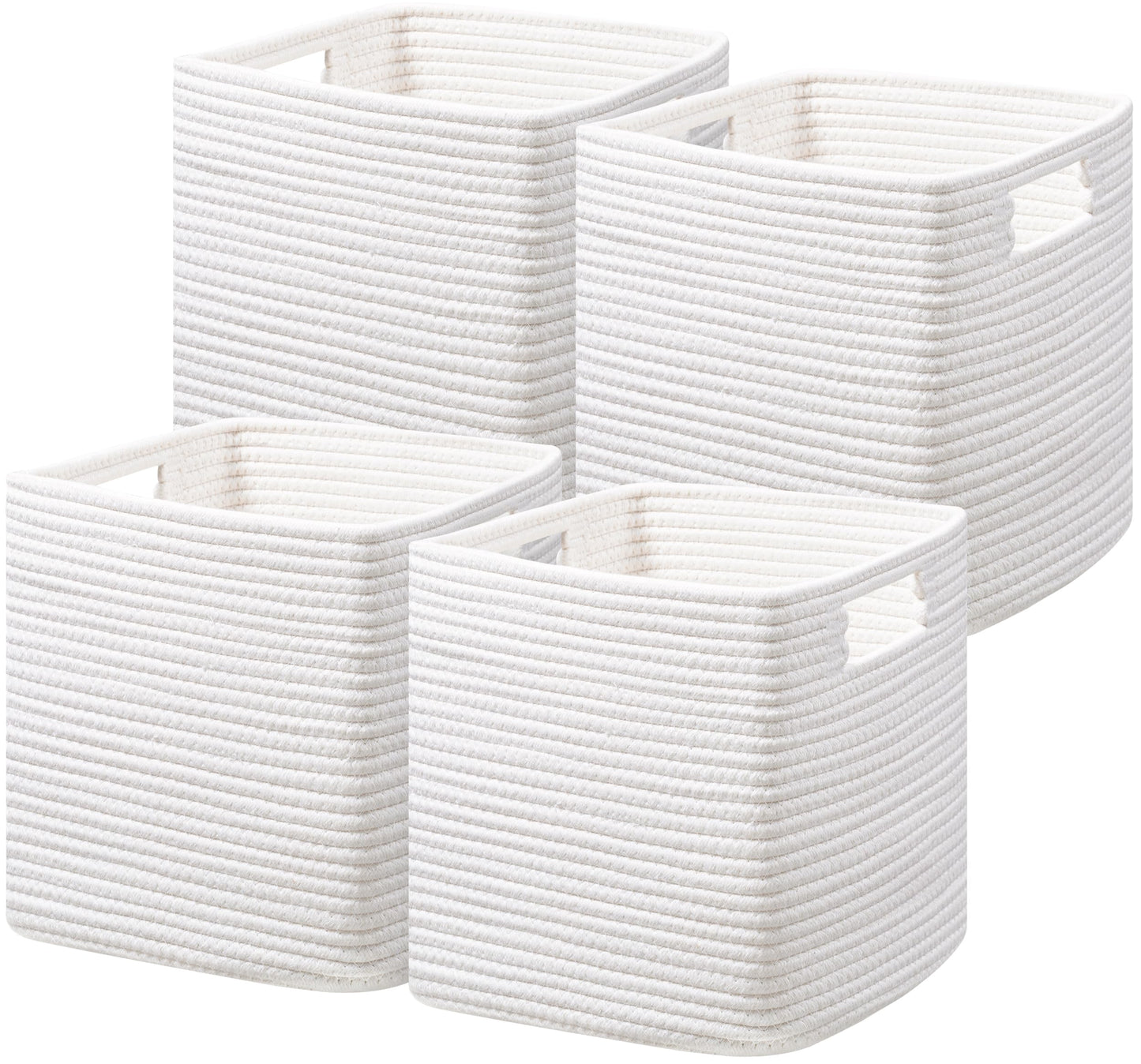 UBBCARE Set of 4 Storage Cubes-13 X 13 X 13 In, Cotton Rope Basket for Shelves, Toys, Book, Cube Storage Bin with Handles, Woven Storage Basket for Organizing, Beige
