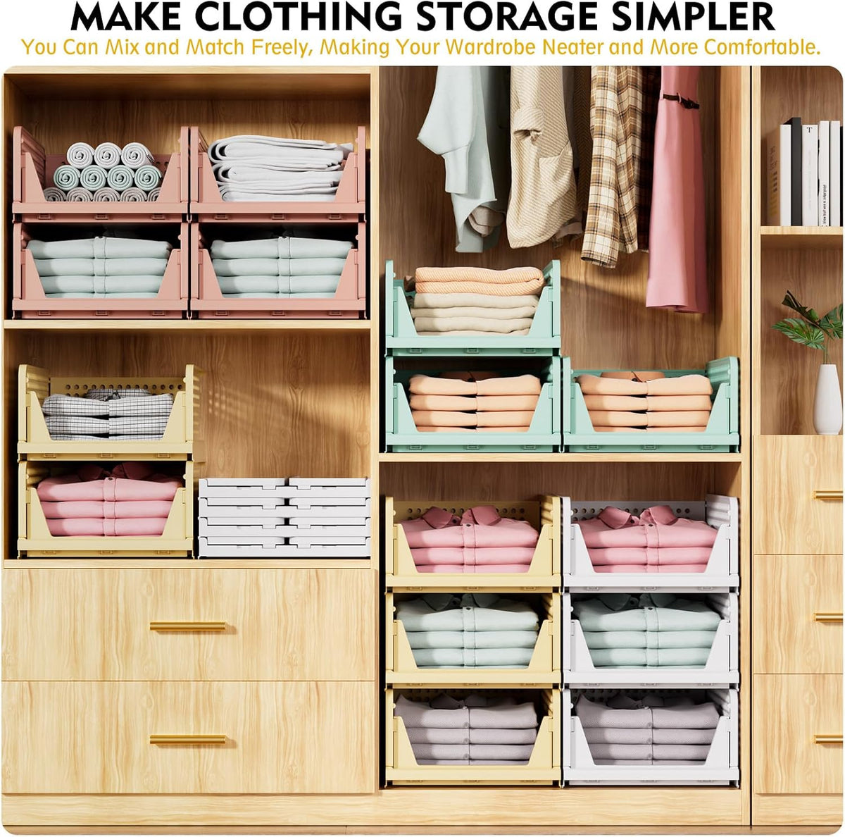 SNSLXH 5 Pack Closet Organizer Basket, Closet Organizers and Storage, Green