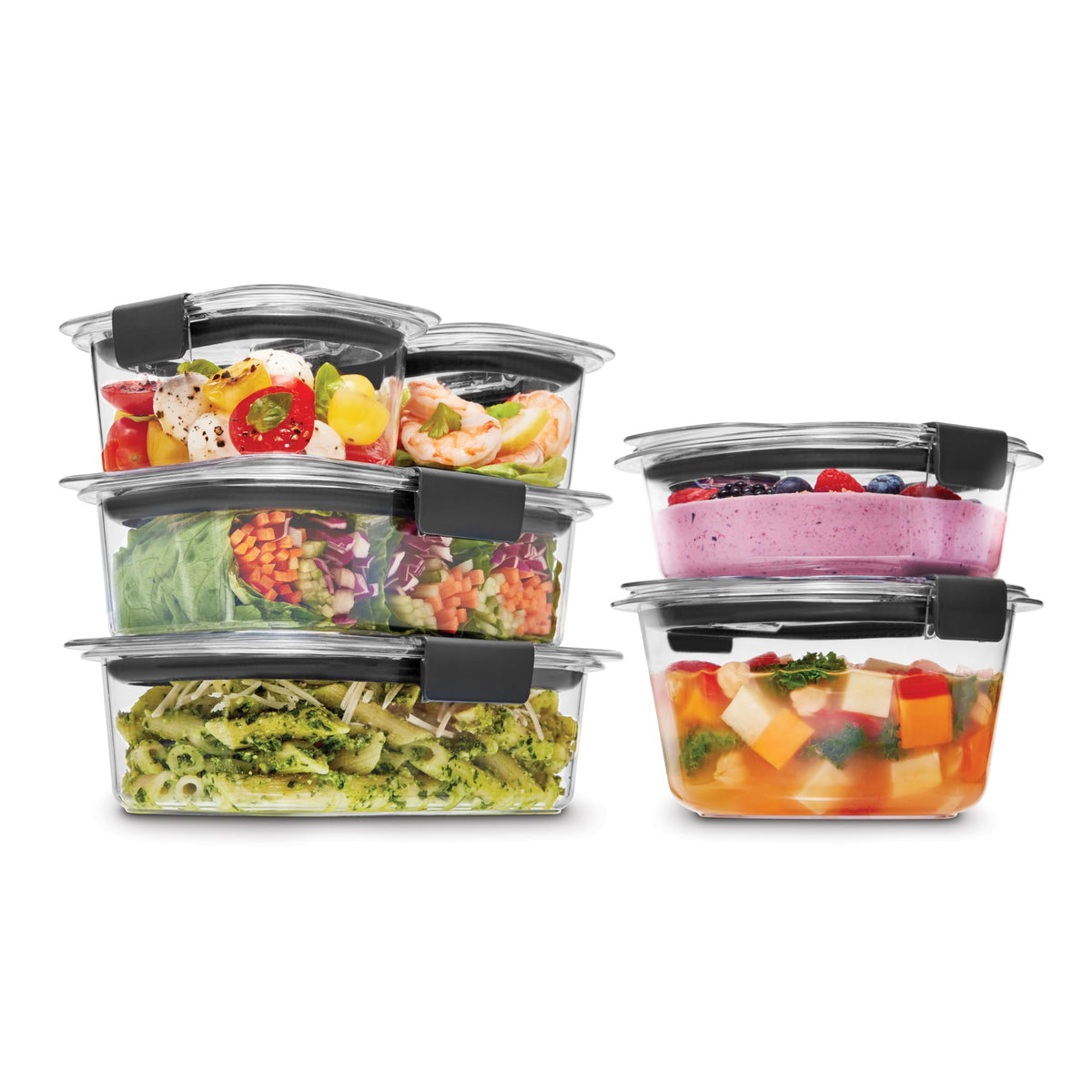 Rubbermaid Brilliance Food Storage Containers, Set of 5 (10 Pieces), BPA-Free, Leak-Proof, Clear
