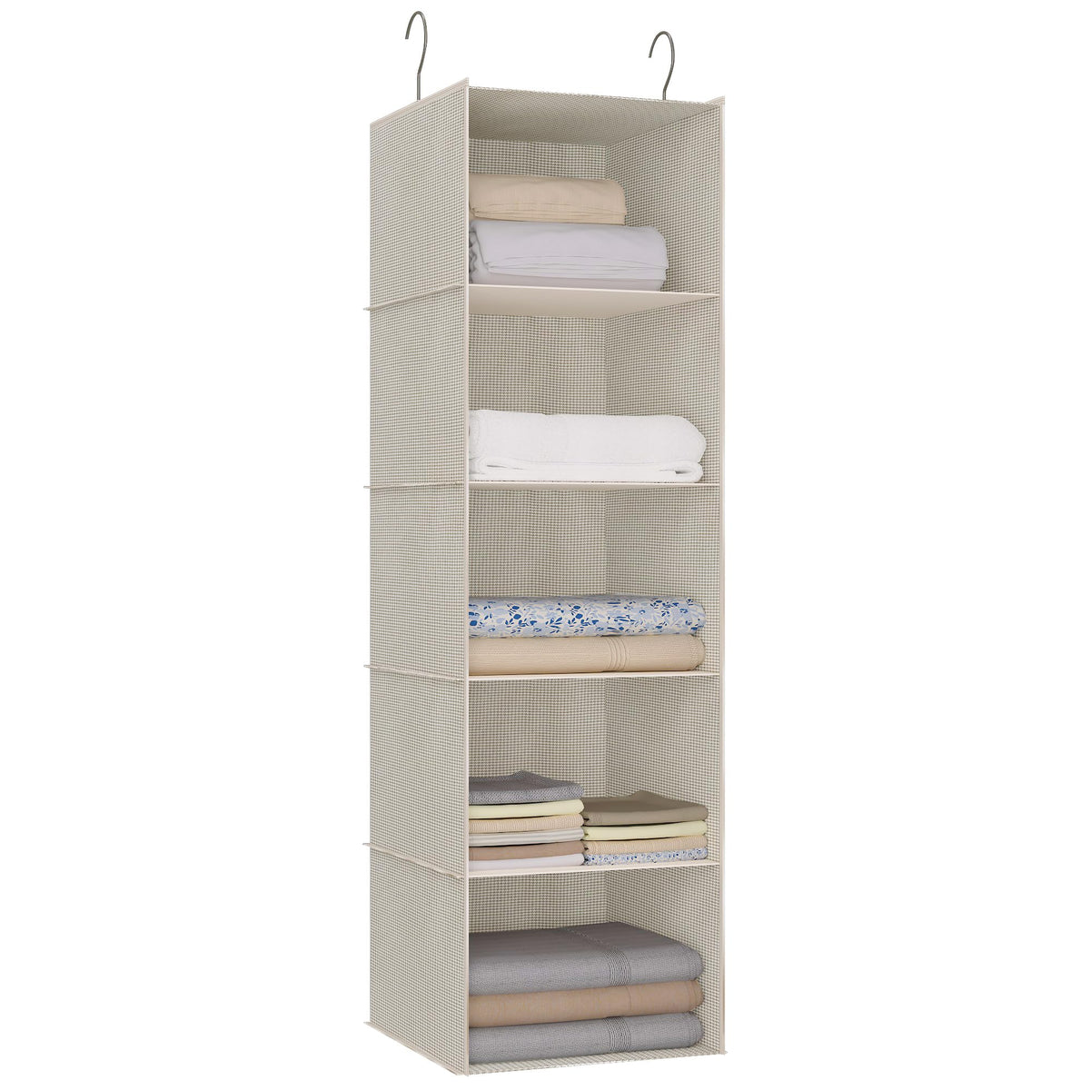 Hanging Closet Organizer 3-Shelf, Oxford Fabric Wardrobe Storage, Gray