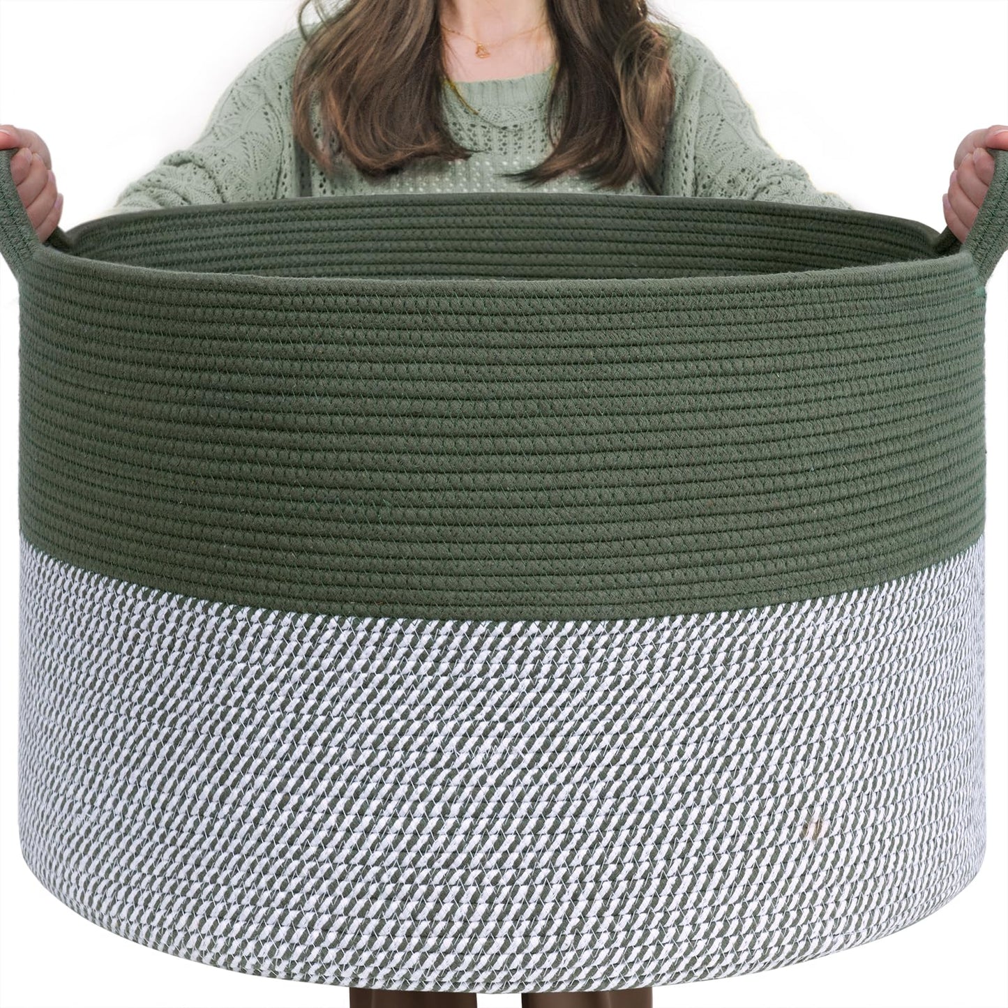 INDRESSME XXXLarge Woven Rope Blanket Basket Living Room Brown, 90L