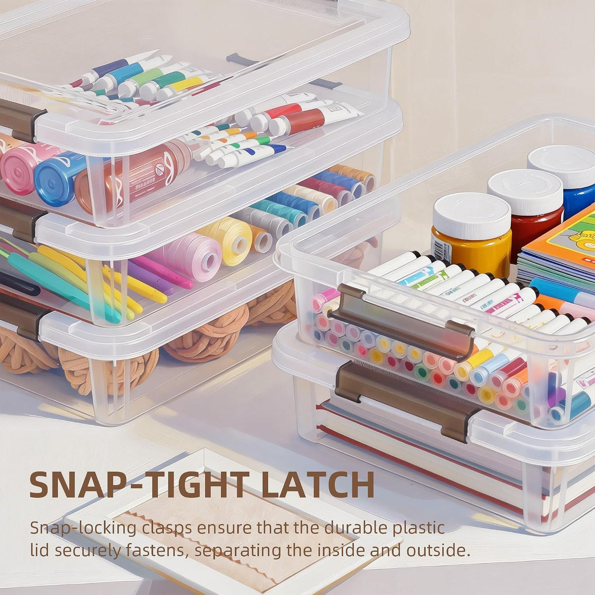 Citylife 3PC Storage Bins with Lids, Stackable Plastic Box, Paper Storage
