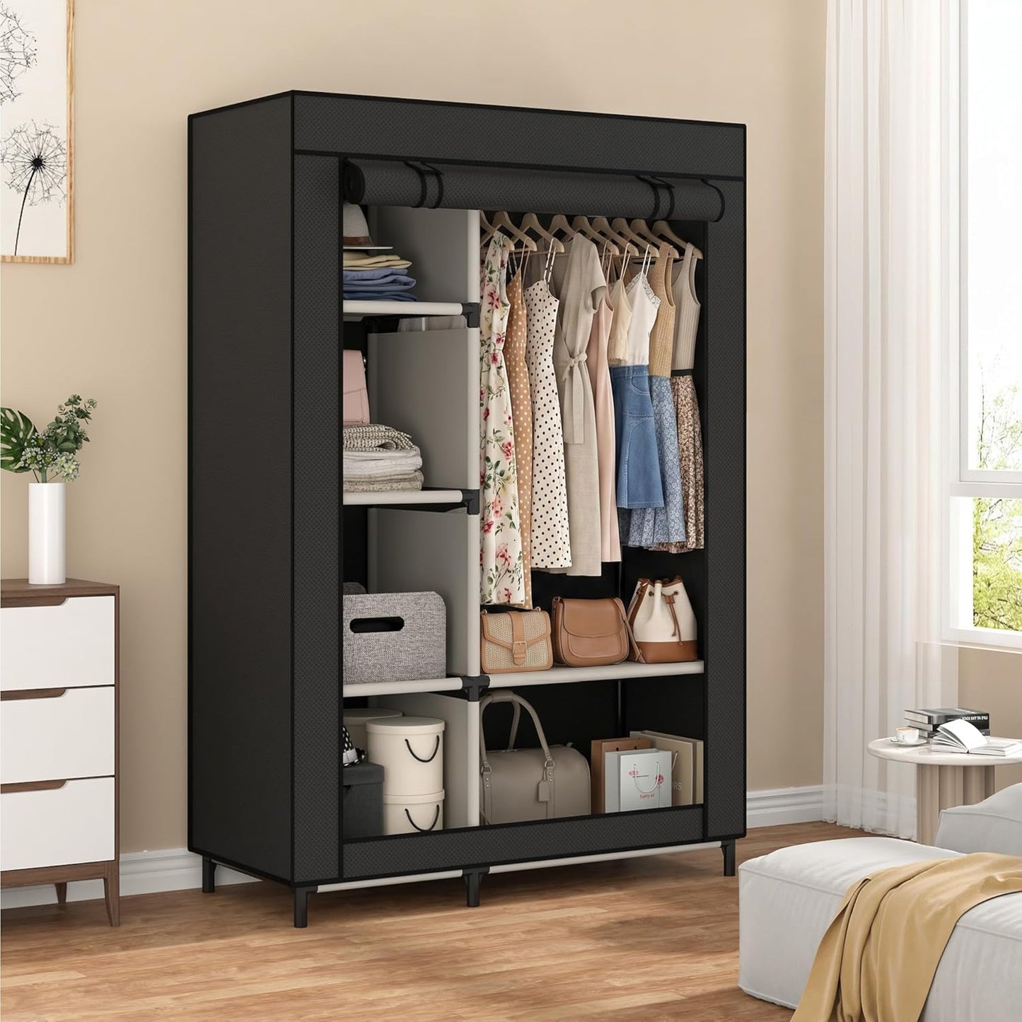 Calmootey Portable Closet Organizer, Space-Saving Storage System for Home