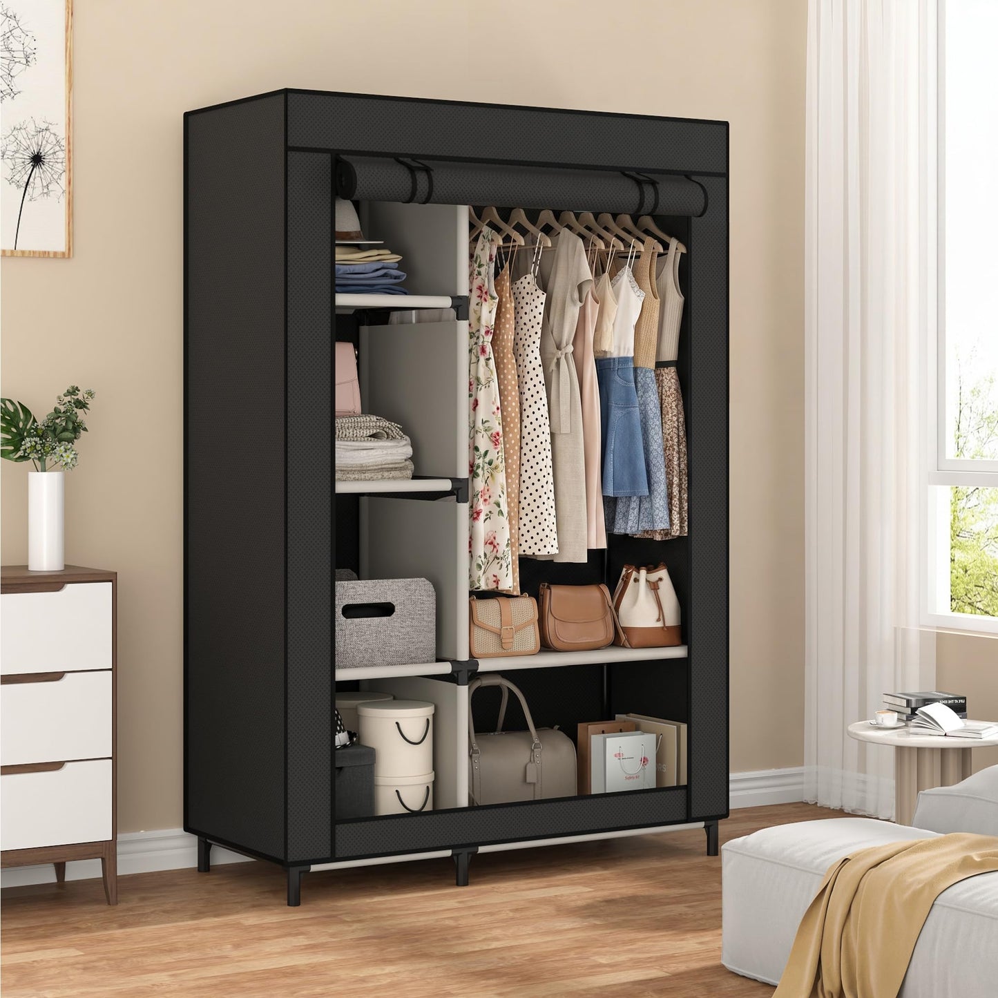 Calmootey Portable Closet Organizer, Space-Saving Storage System for Home