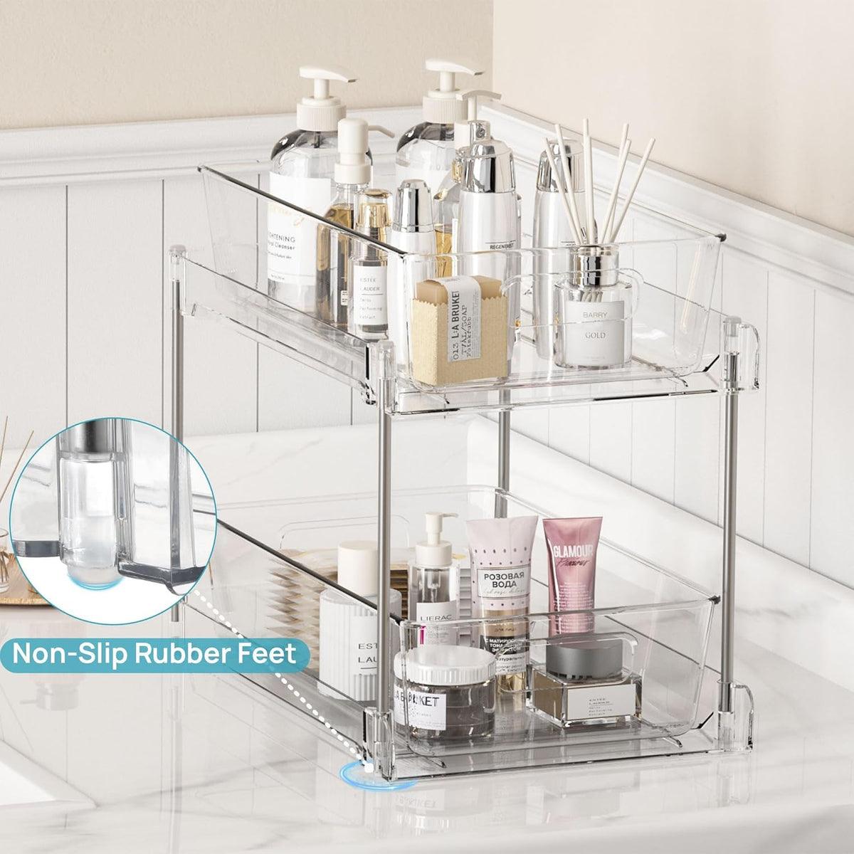 Vtopmart 4 Pack Pull Out Bathroom Under Sink Organizer (S-Standard)