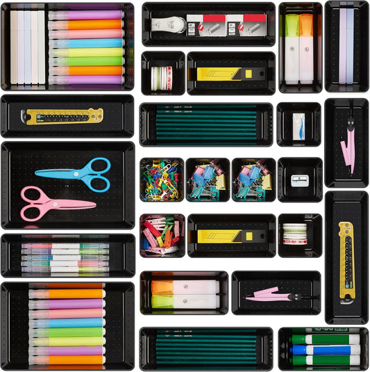 Vtopmart 25 Pack Plastic Drawer Organizers with Non-slip Rubber Pads