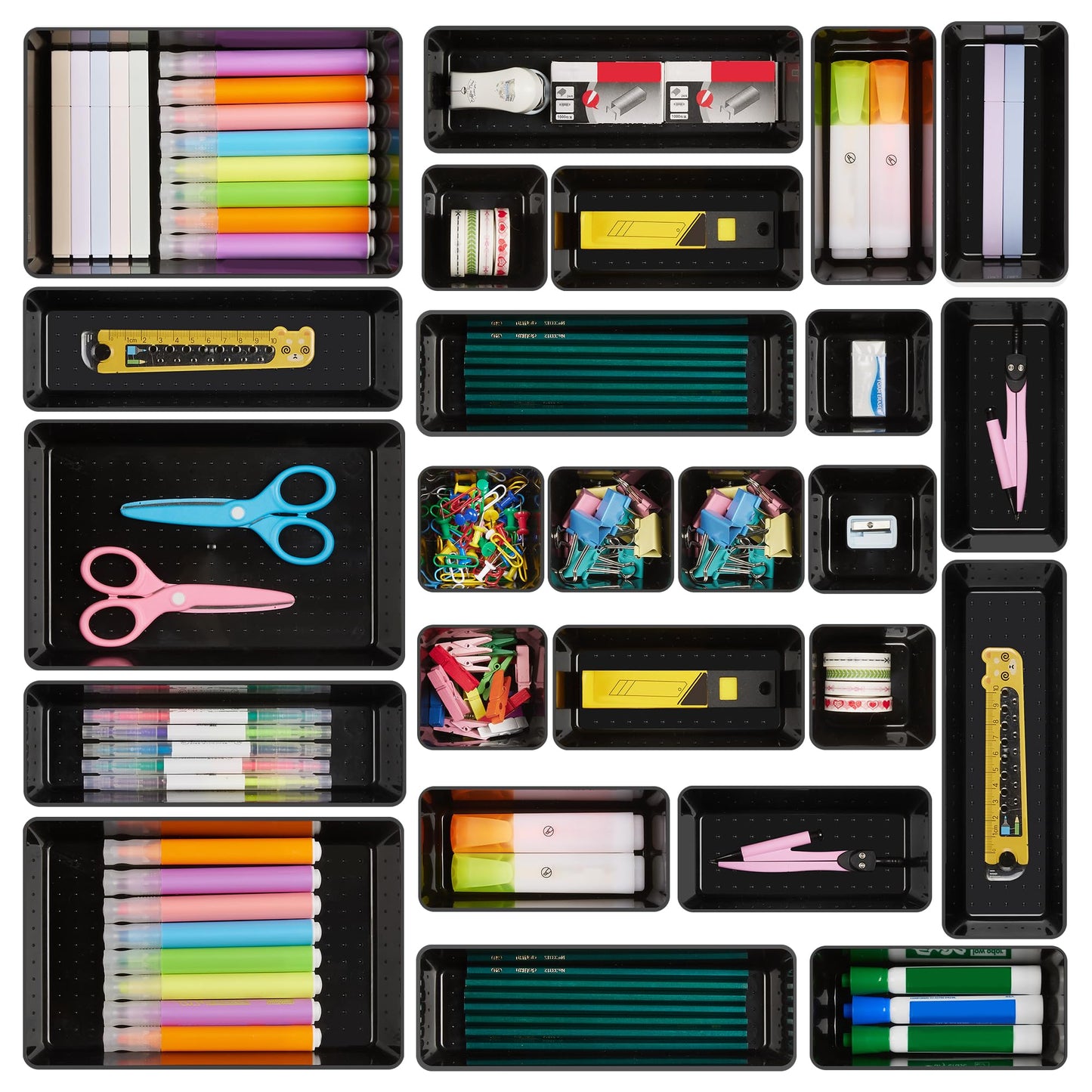 Vtopmart 25 Pack Plastic Drawer Organizers with Non-slip Rubber Pads