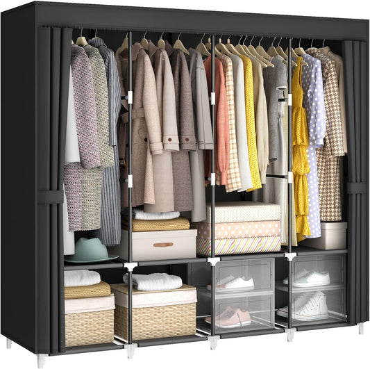 67" Portable Wardrobe Closet for Hanging Clothes Large Capacity for Bedroom