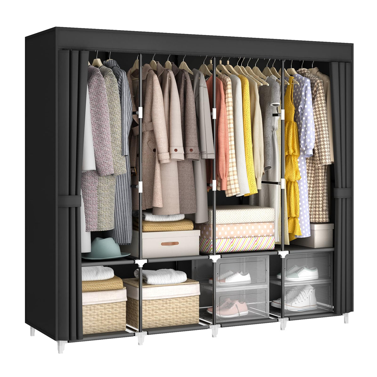 67" Portable Wardrobe Closet for Hanging Clothes Large Capacity for Bedroom