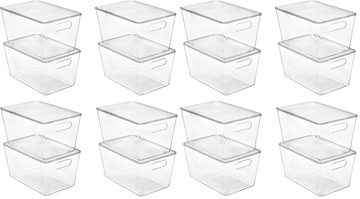 Vtopmart 6 Pack Clear Stackable Storage Bins with Lids and Handles, Large