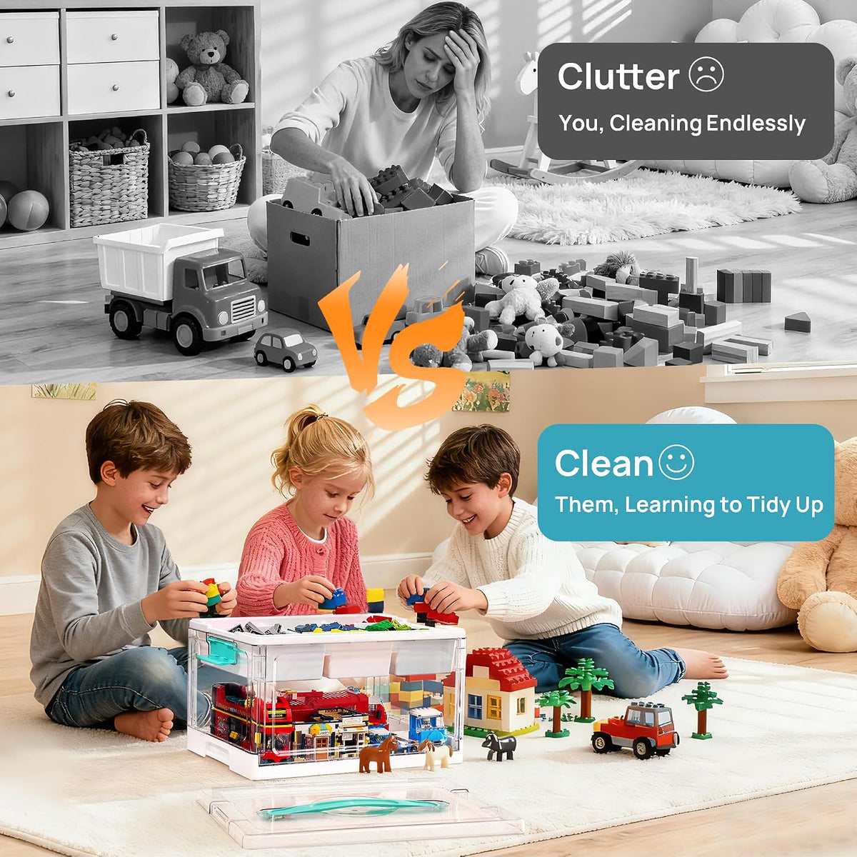 Vtopmart 24 QT Clear Craft Organizer with Removable Tray & Dividers, 1 Pack