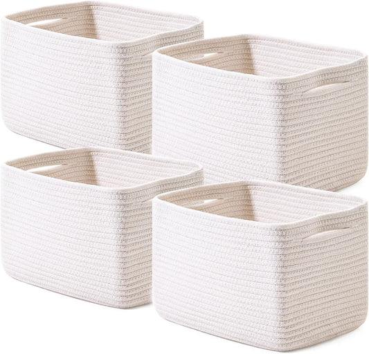 ICERZCZ Storage Baskets for Organizing 12.5"x9.1"x7.9" (4 Packs) Off White