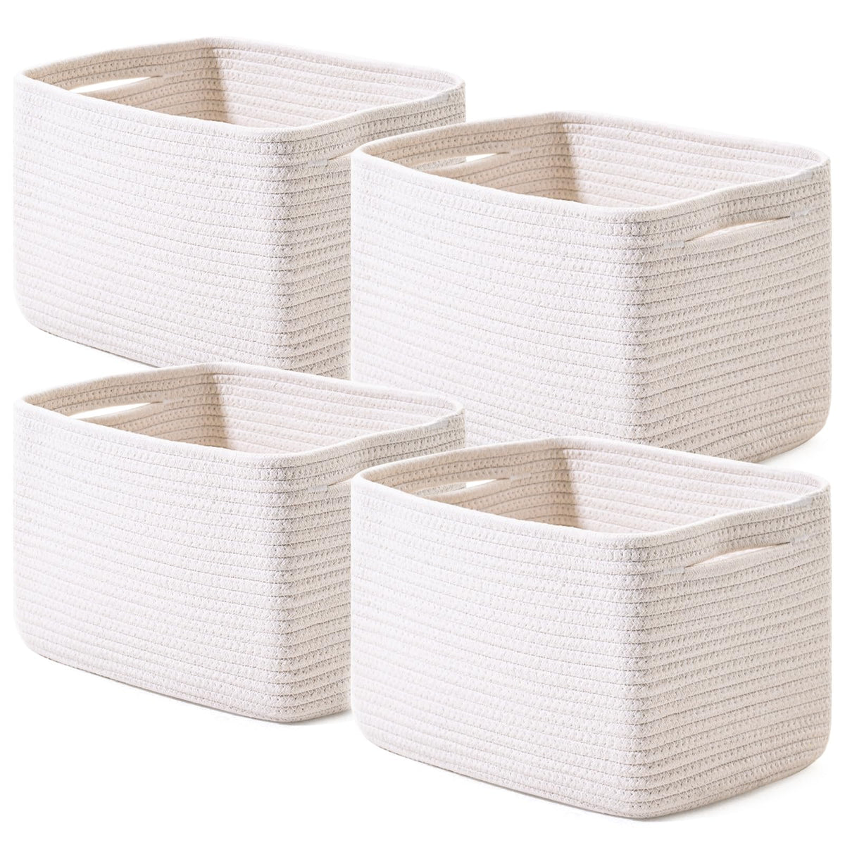 ICERZCZ Storage Baskets for Organizing 12.5"x9.1"x7.9" (4 Packs) Off White
