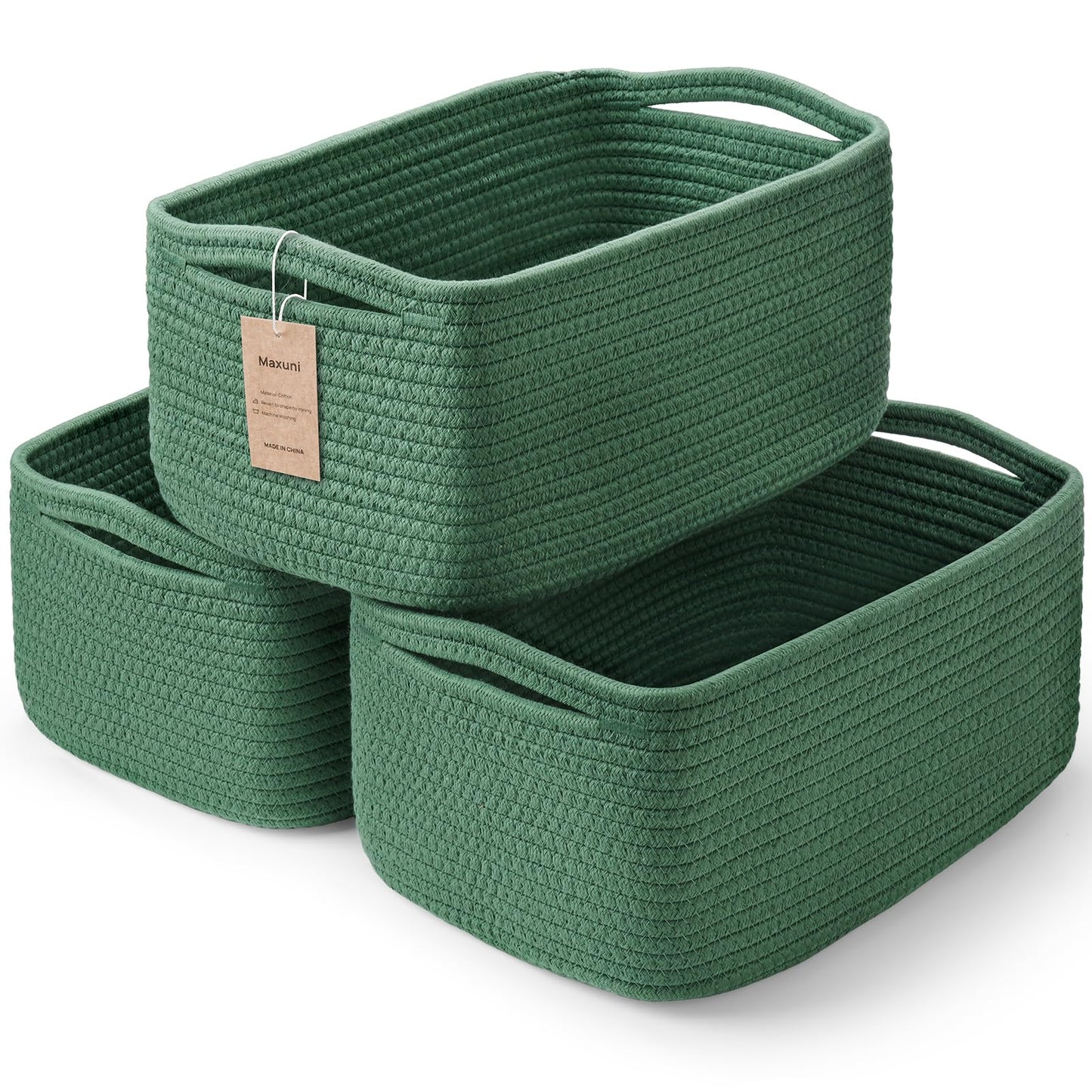3 Pack Small Storage Baskets for Organizing, 11.8×7.8×5.1", Mixed Brown