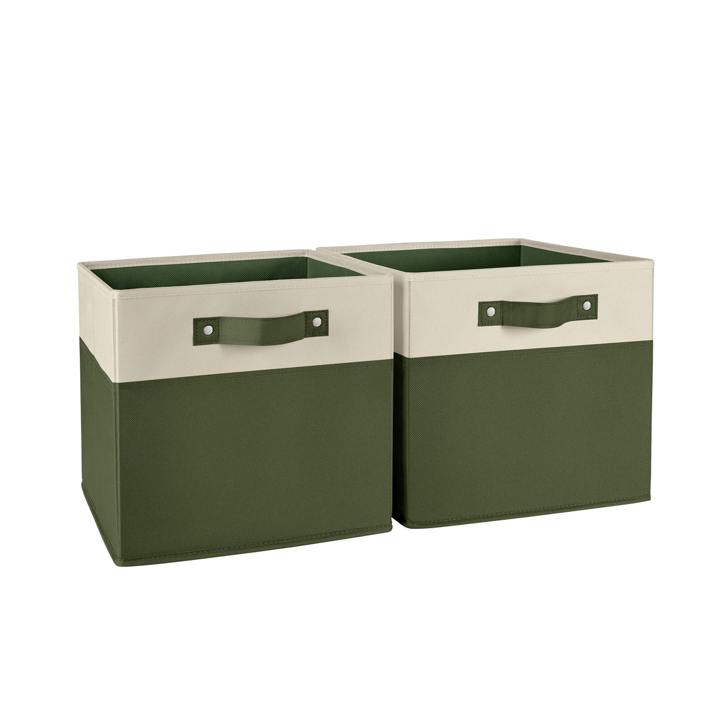 RiverRidge Two-Tone Folding Storage Bins - 2-pack of 10in Tall Taupe Cubes