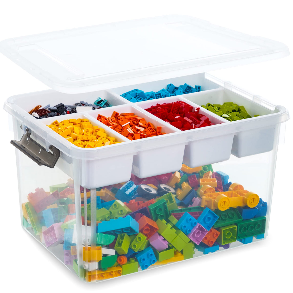 Citylife 17QT Clear Craft Organizers and Storage Box with Removable Tray