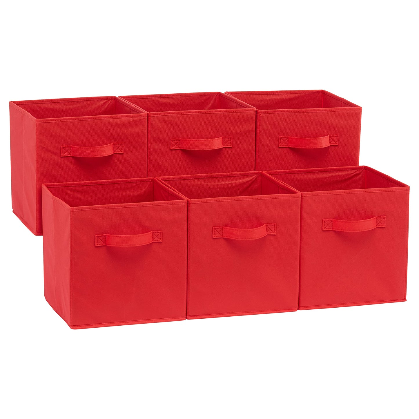 Amazon Basics Collapsible Fabric Storage Cube Bins Organizer with Handles for Organization and Organizing Solution, 13"x13"x13", Beige, 6-Pack