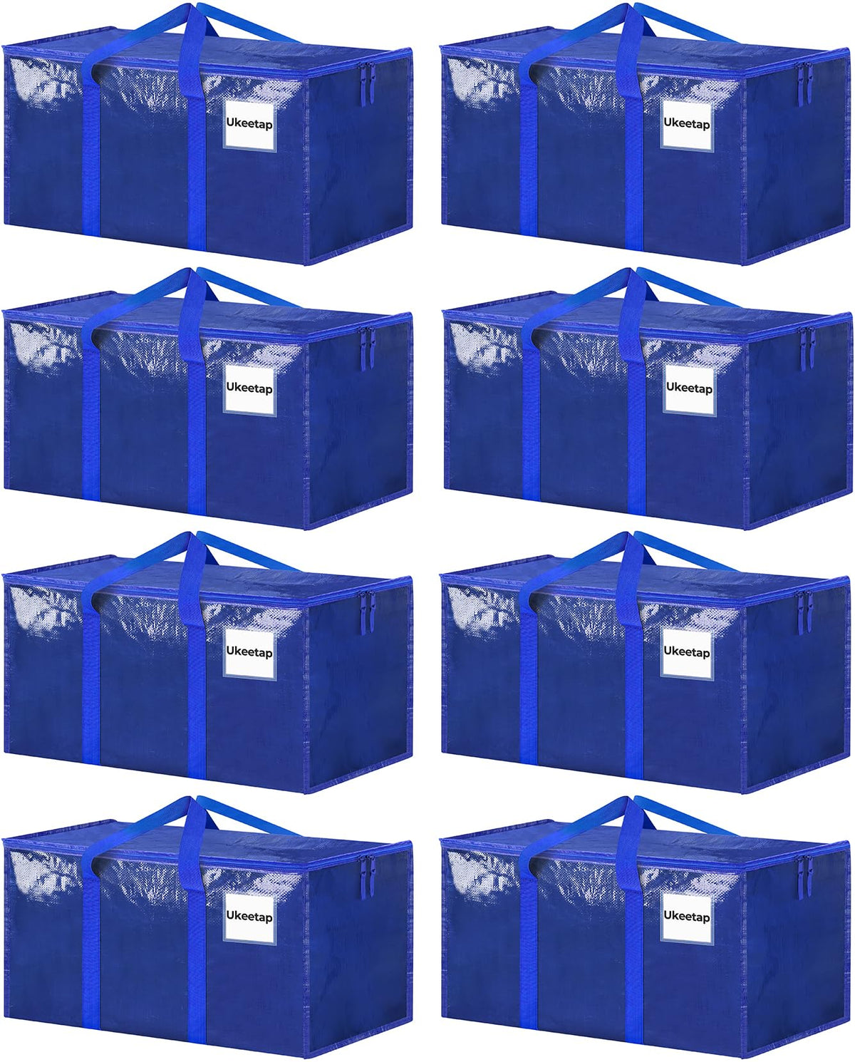 8 Pack Extra Large Clothes Storage Bins with Lids, Moving Bags, Clear