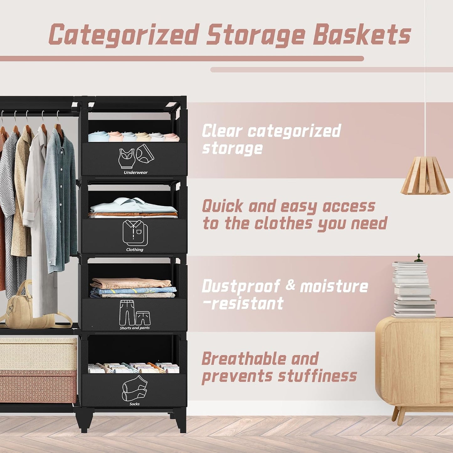 Portable Closet, Easy Assembly, Large Capacity Wardrobe Closet