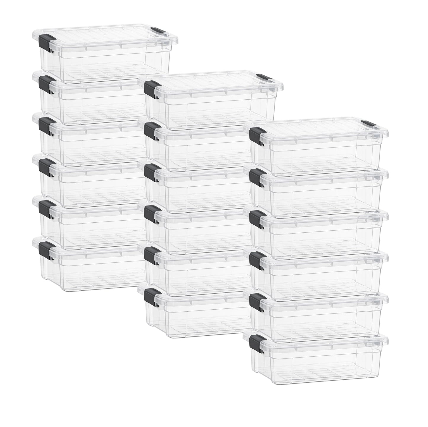 Superio Clear Plastic Storage Bins with Lid, 4.5 Quart Box, Organizing Containers, Stackable Plastic Tote for Home, Garage, Dorm, School, and Office