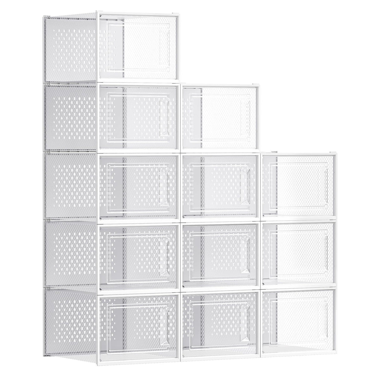 SONGMICS Shoe Boxes, Clear Plastic Sneaker Box, Pack of 12