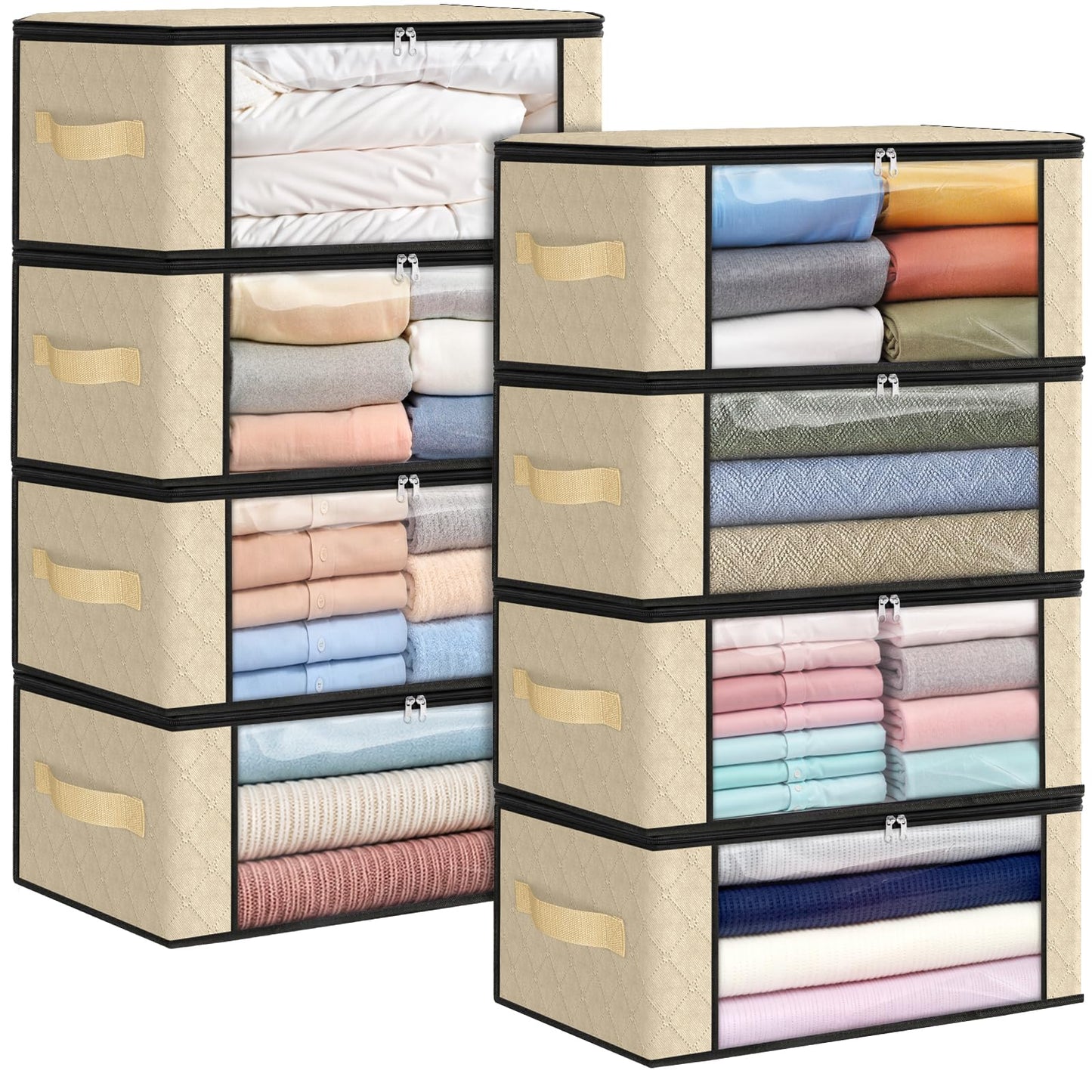 Fab totes 6 Pack Storage Bags for Clothes Blanket Storage Bins with Lids