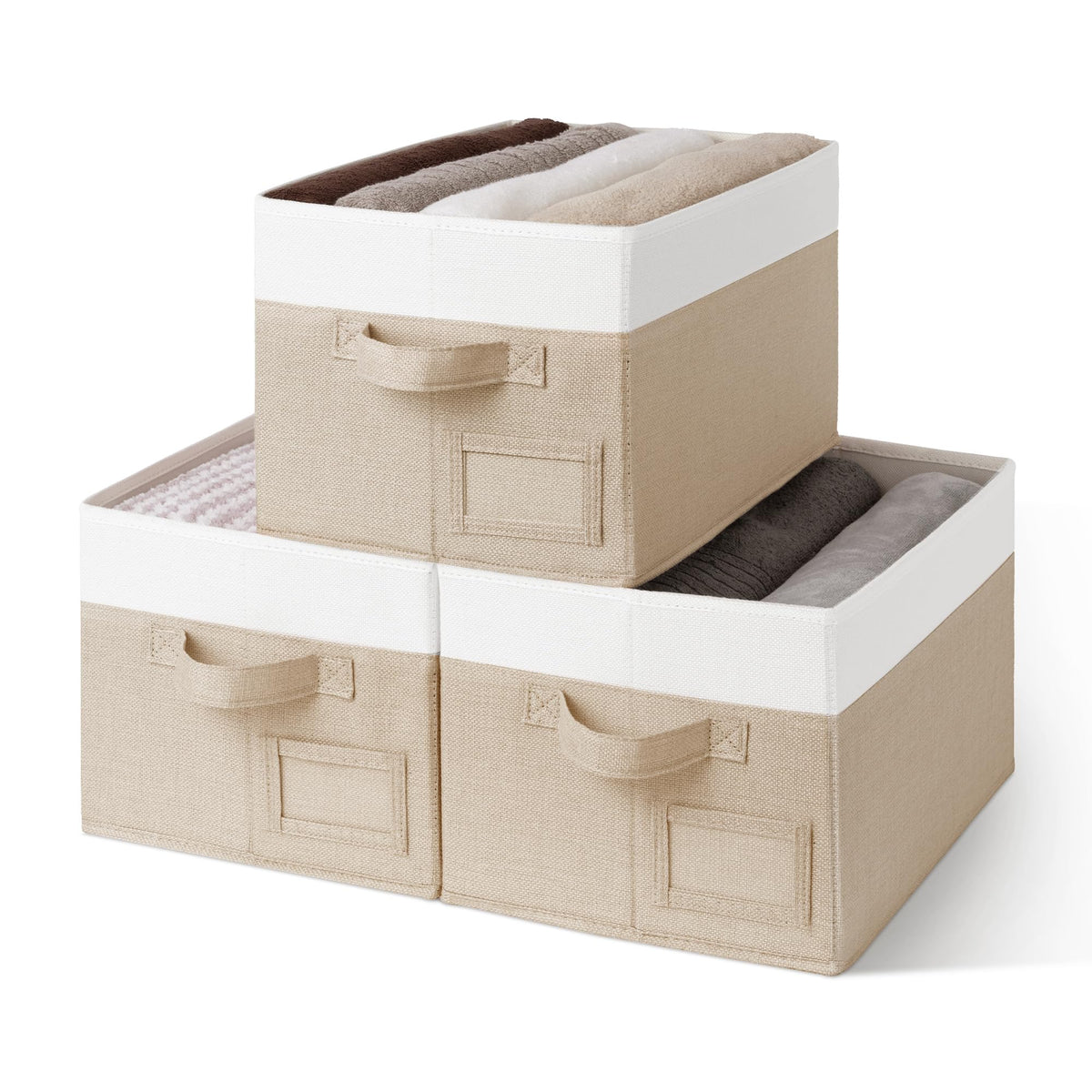 GRANNY SAYS Closet Storage Bins with Handles, Gray, Large, 3-Pack