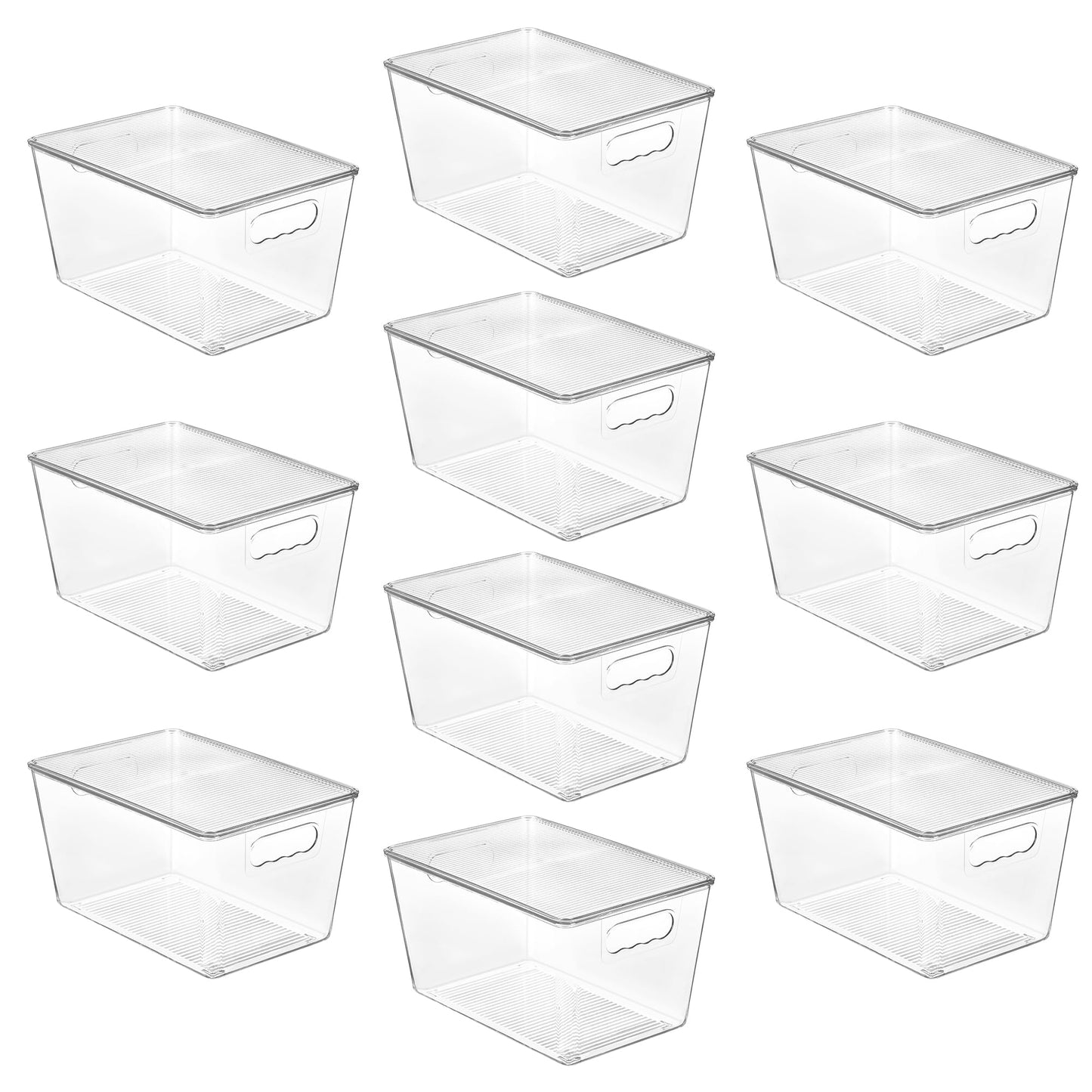 Vtopmart 6 Pack Clear Stackable Storage Bins with Lids and Handles, Large