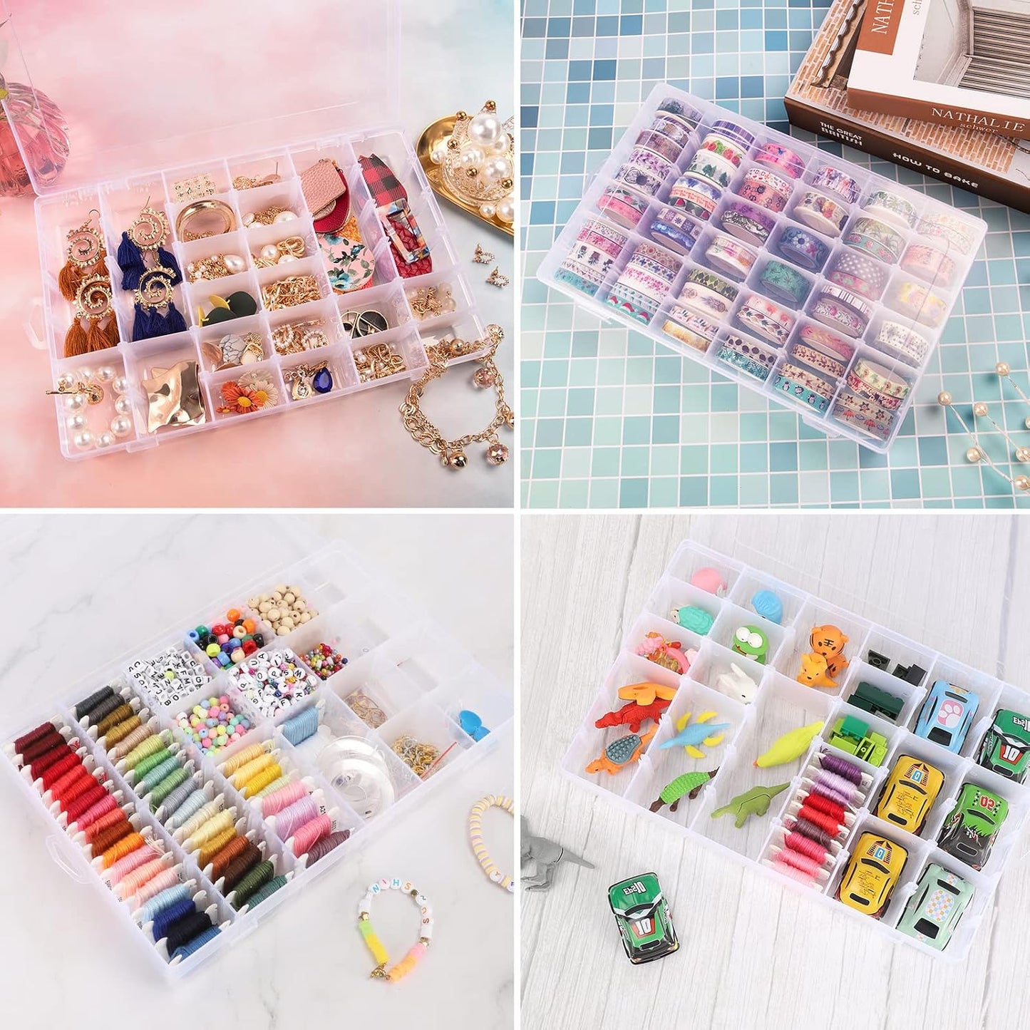 Bead Organizer Storage 2 Pack 36 Grid Jewelry Tackle Craft Box Adjustable