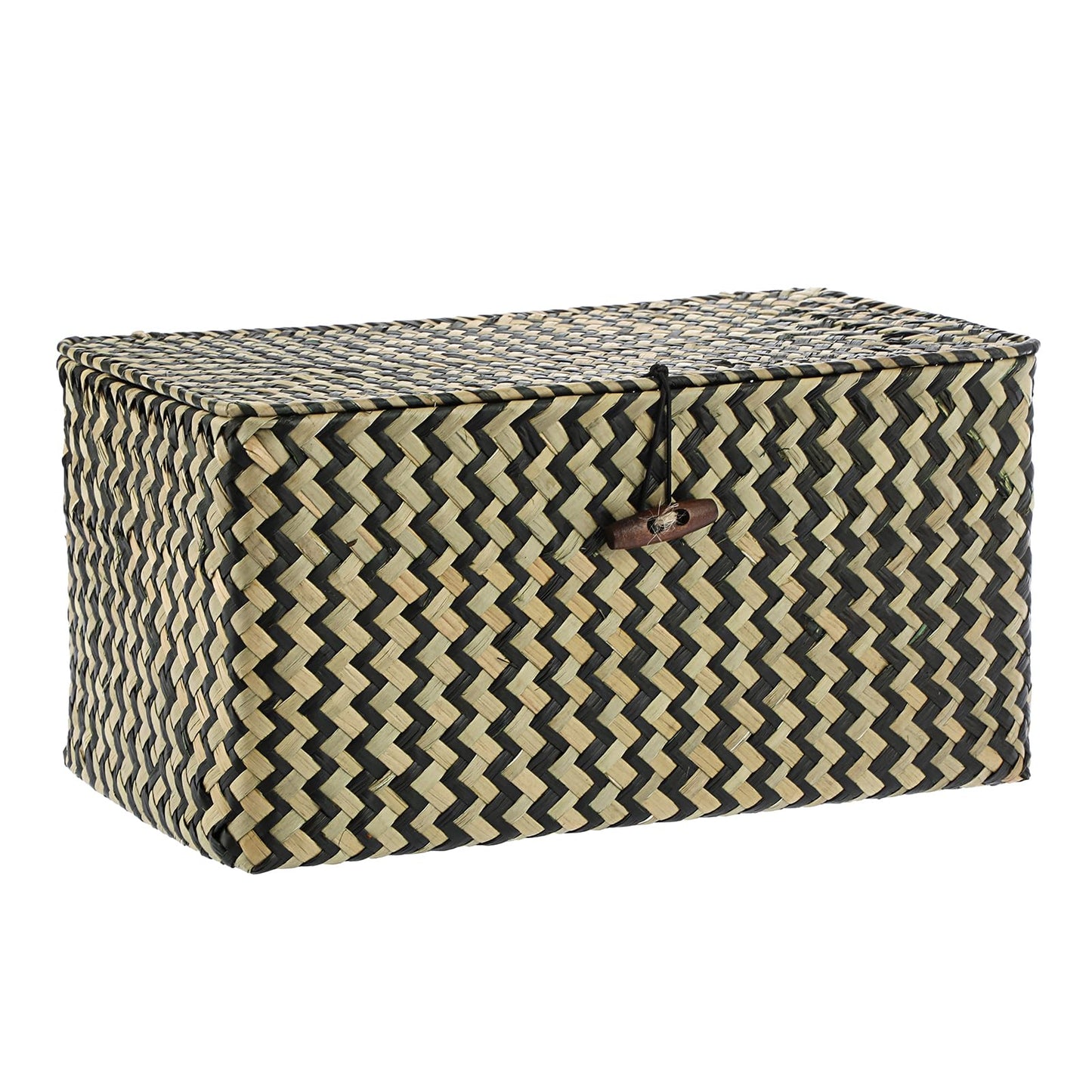 Hipiwe Wicker Shelf Baskets Bin with Lid Large Handwoven Basket Box, Coffee