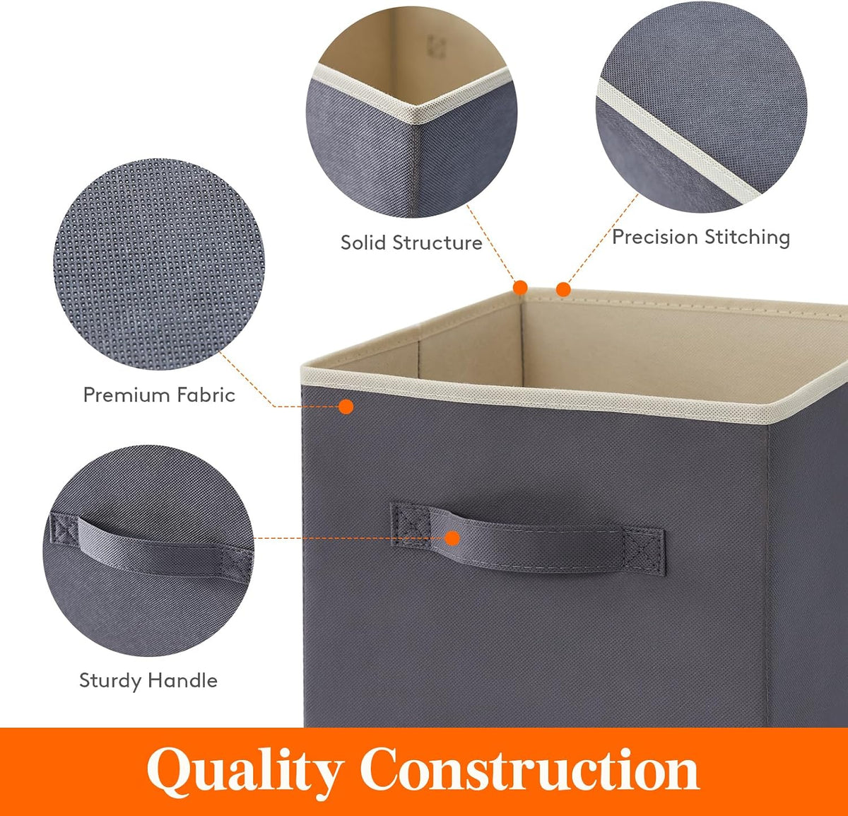 Lifewit Storage Cubes, 11 Inch Organizer Bins, 18L Gray, 12 Packs