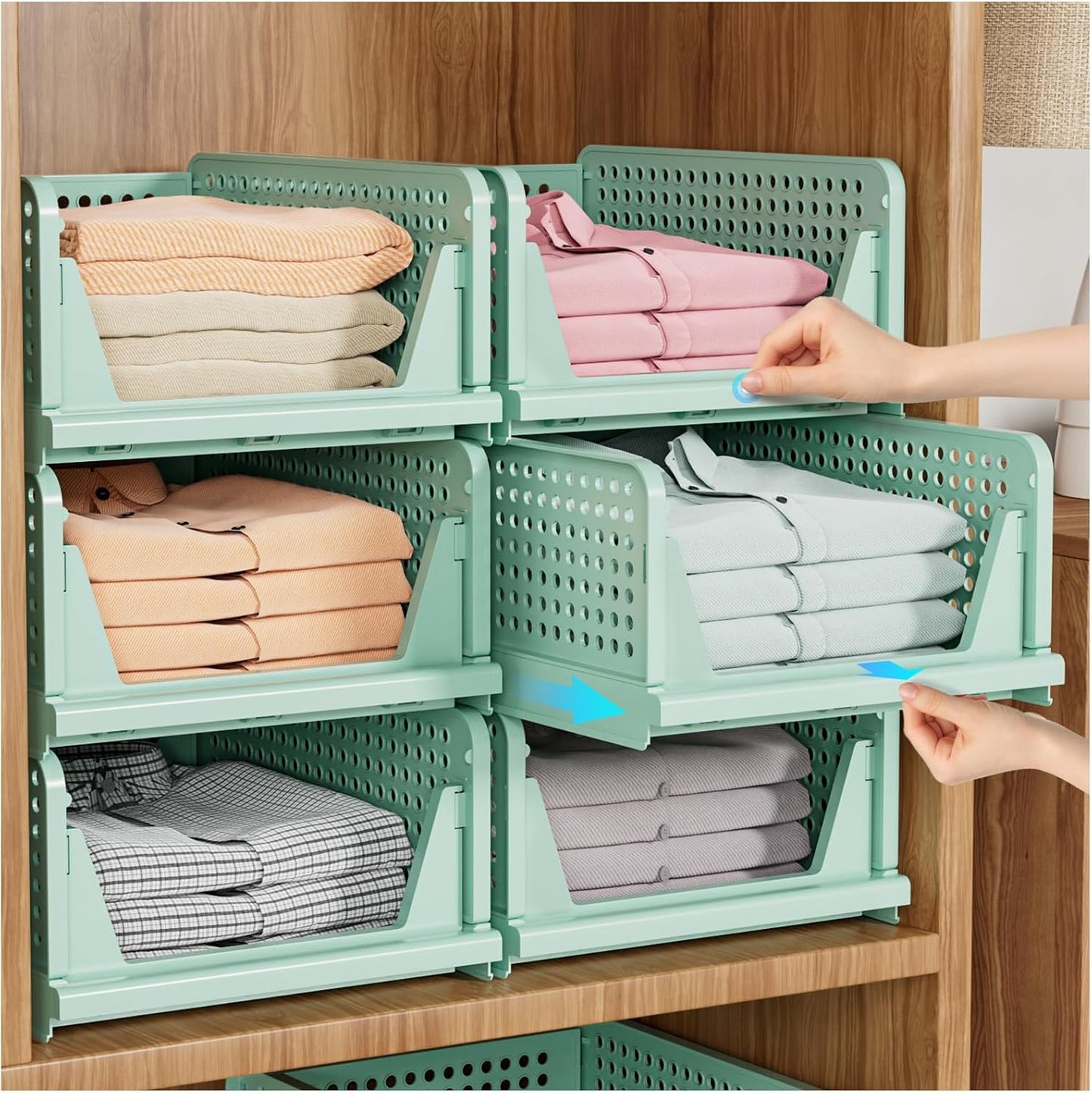 SNSLXH 5 Pack Closet Organizer Basket, Closet Organizers and Storage, Green