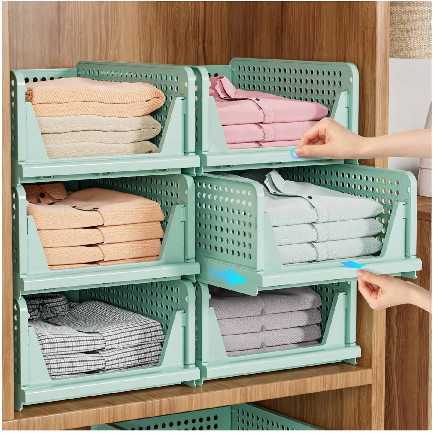 SNSLXH 5 Pack Closet Organizer Basket, Closet Organizers and Storage, Green