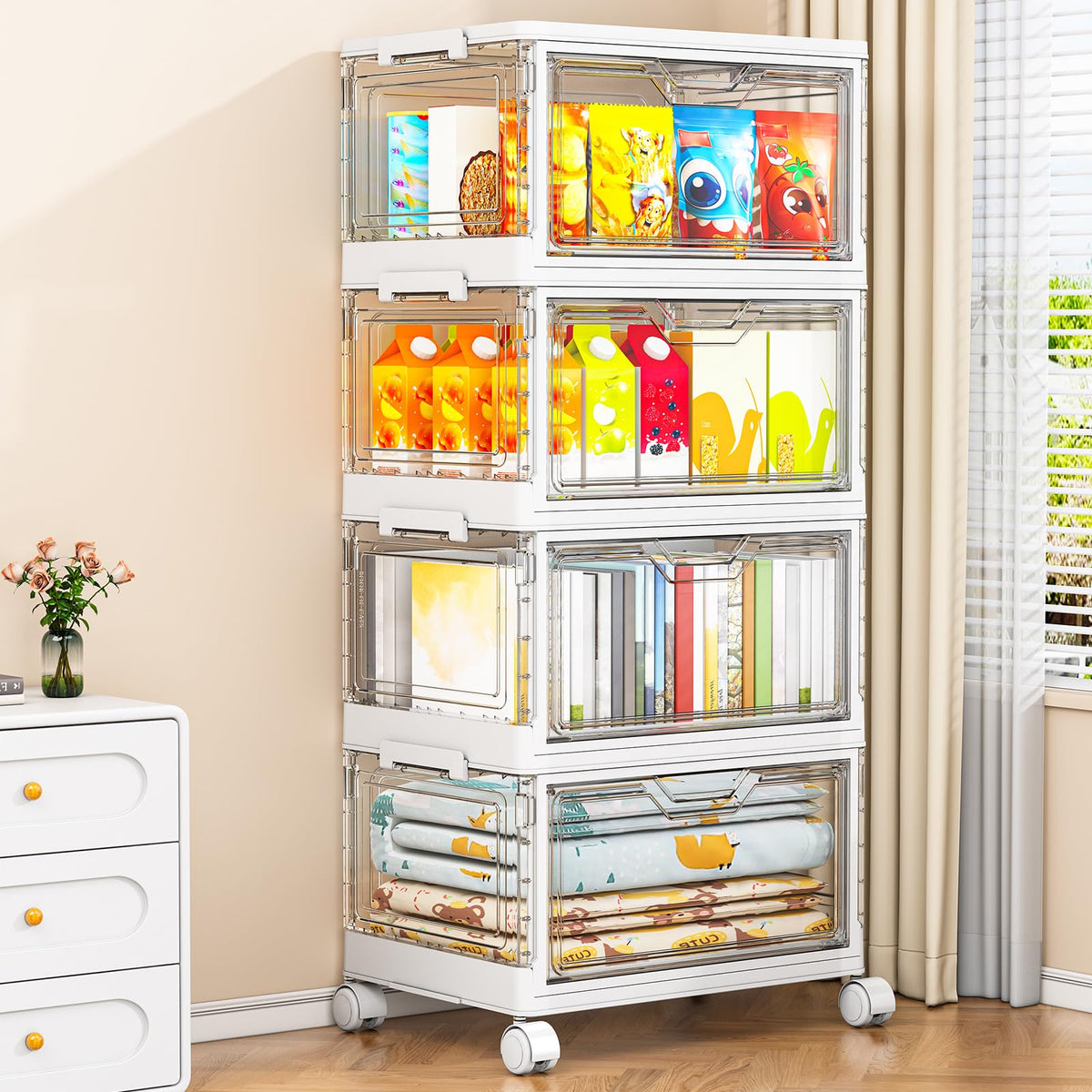 Kmiectse Clear Storage Bins with Lids - 4 Tier 23qt Plastic Stackable Bins