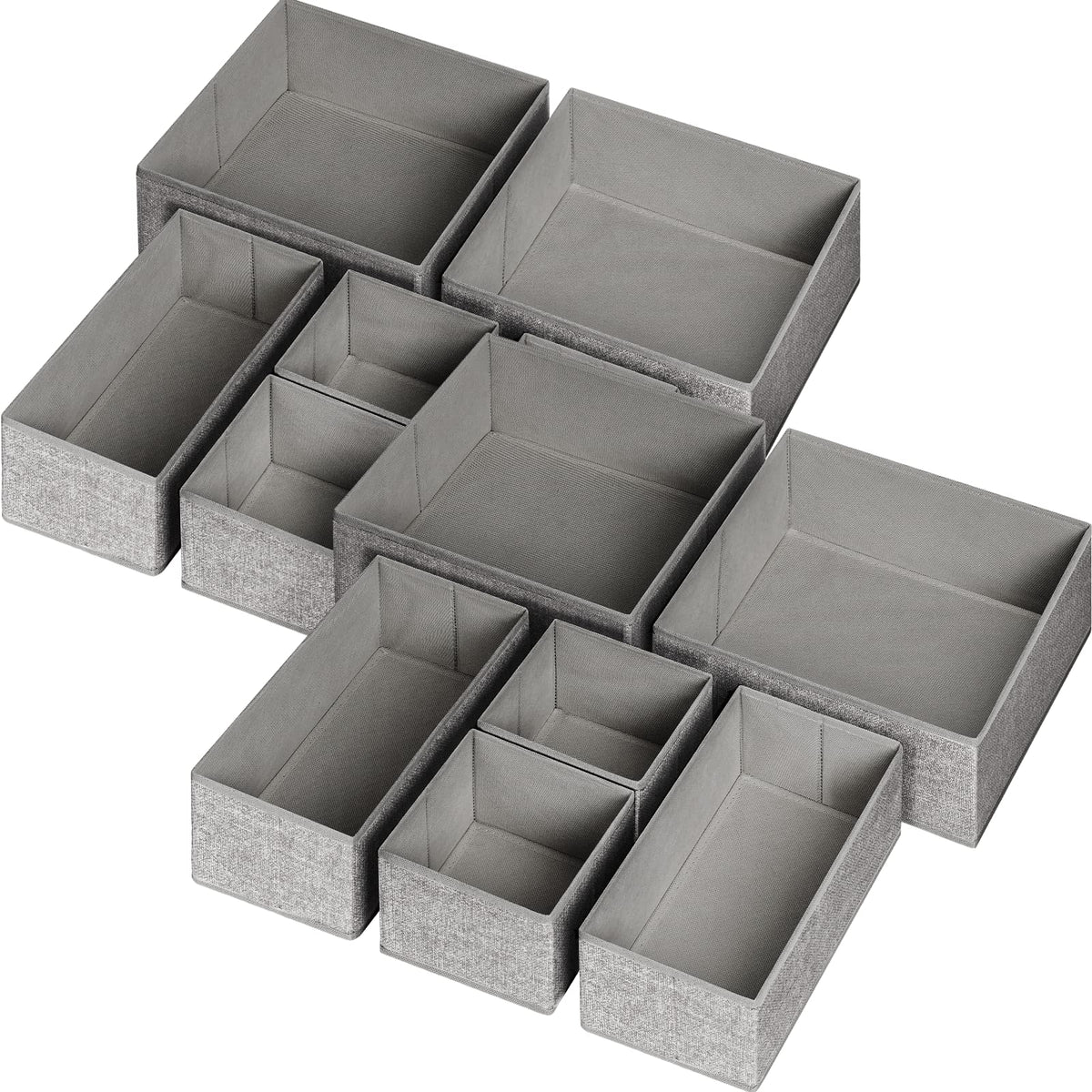 Criusia Foldable Underwear Drawer Organizer, Closet Dividers, Storage Box for Clothes, Socks (6 Bins, Gray)