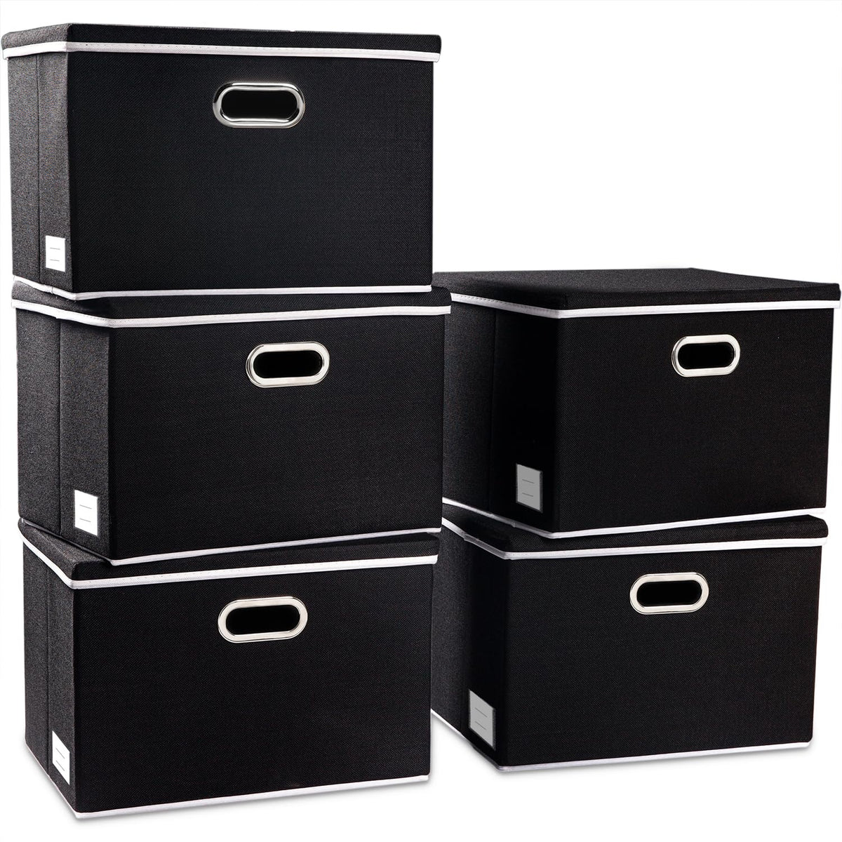 PRANDOM Large Collapsible Storage Bins with Lids [3-Pack] Jute Fabric Foldable Storage Boxes Organizer Containers Baskets Cube with Cover for Home Bedroom Closet Office Nursery (17.7x11.8x11.8)