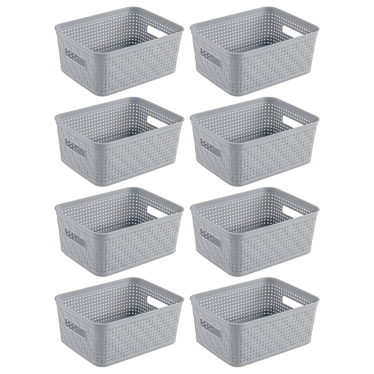 Sterilite Tall Basket, Woven Plastic Storage Organizer Bin, Cement, 6-Pack