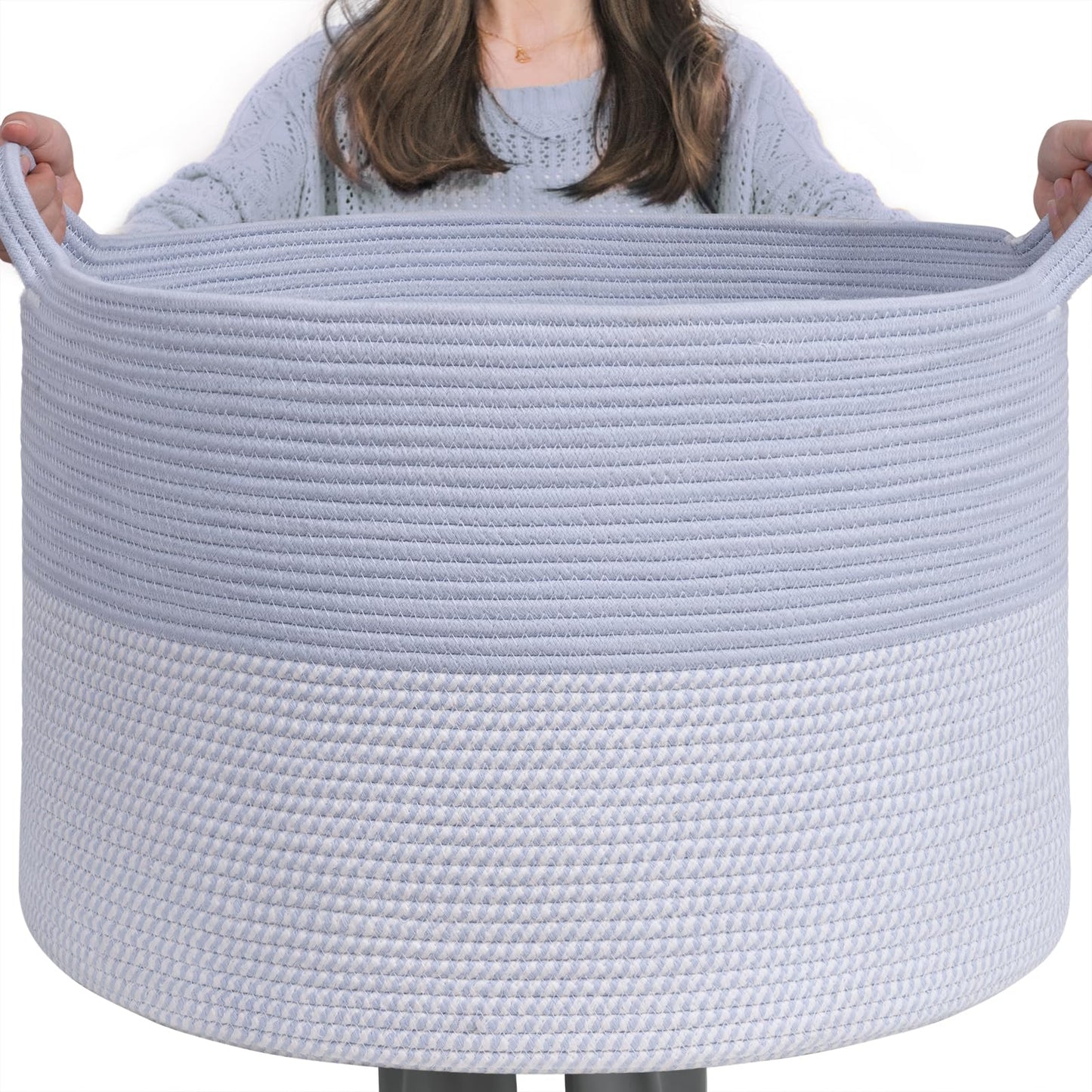 INDRESSME XXXLarge Woven Rope Blanket Basket Living Room Brown, 90L