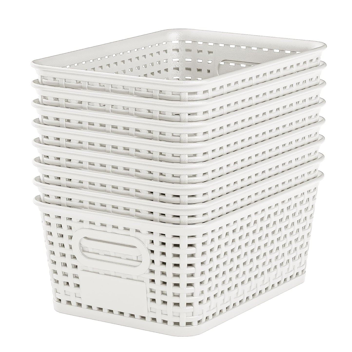 6 Pack Plastic Storage Baskets with Lid,White Stackable Bins