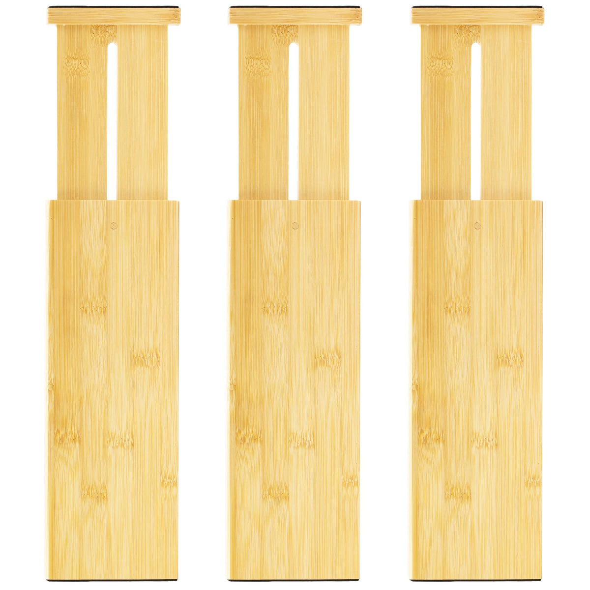 VaeFae 6-Pack Adjustable Bamboo Drawer Dividers, Expandable Drawer Organizer for Kitchen Utensils, Clothes, Bathroom, Office – Fits Drawer Interiors 16.6" to 21.8"