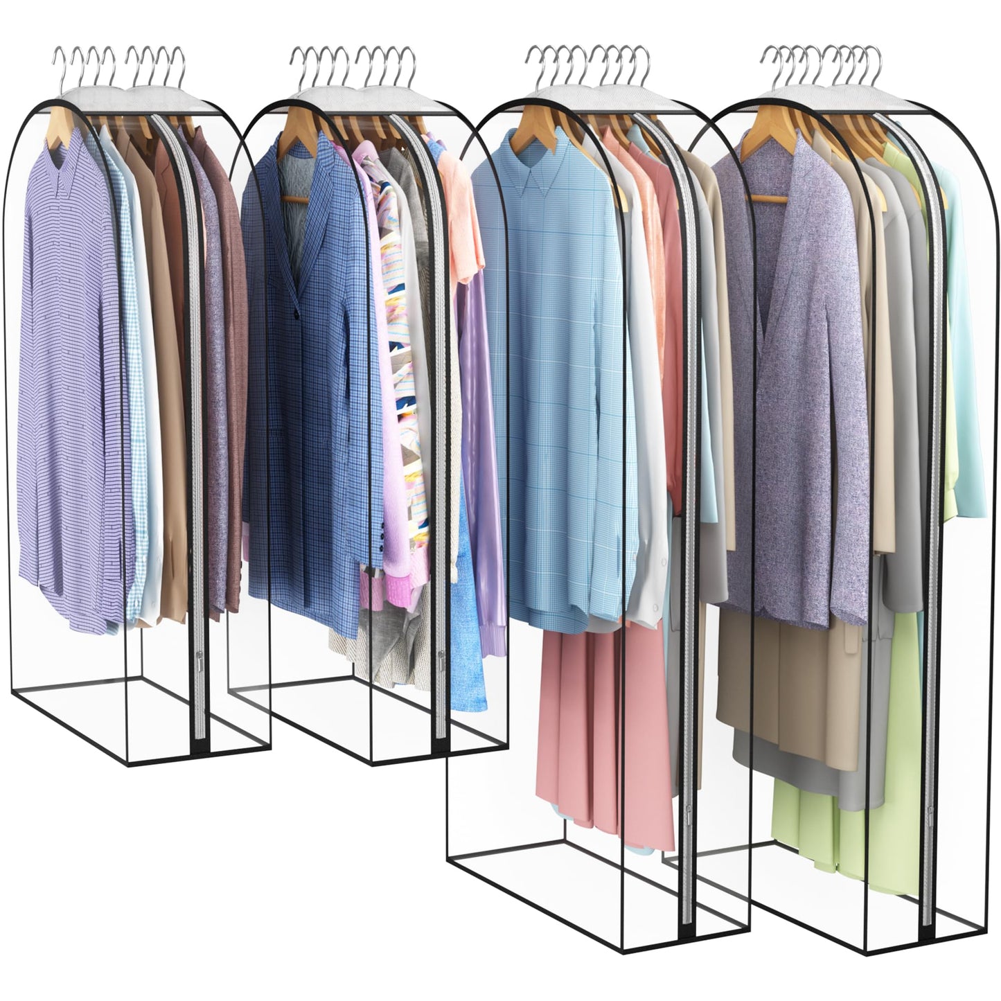Liuoud Clear Garment Bags for Hanging Clothes 10” Gusseted, 4 Pack, 40”