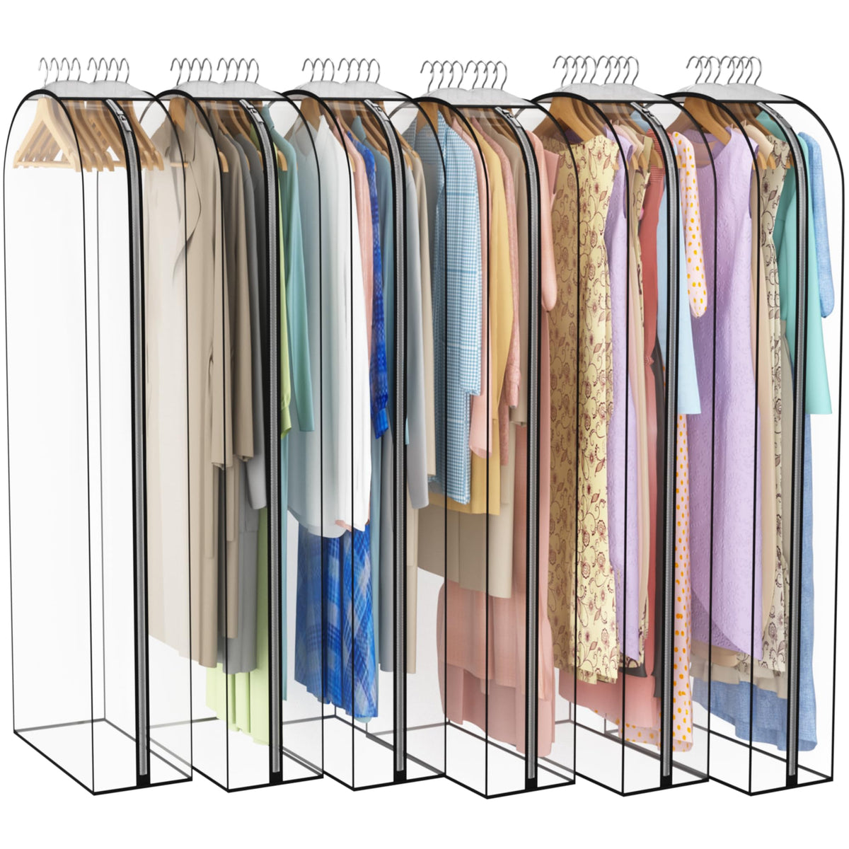 Liuoud Clear Garment Bags for Hanging Clothes 10” Gusseted, 4 Pack, 40”