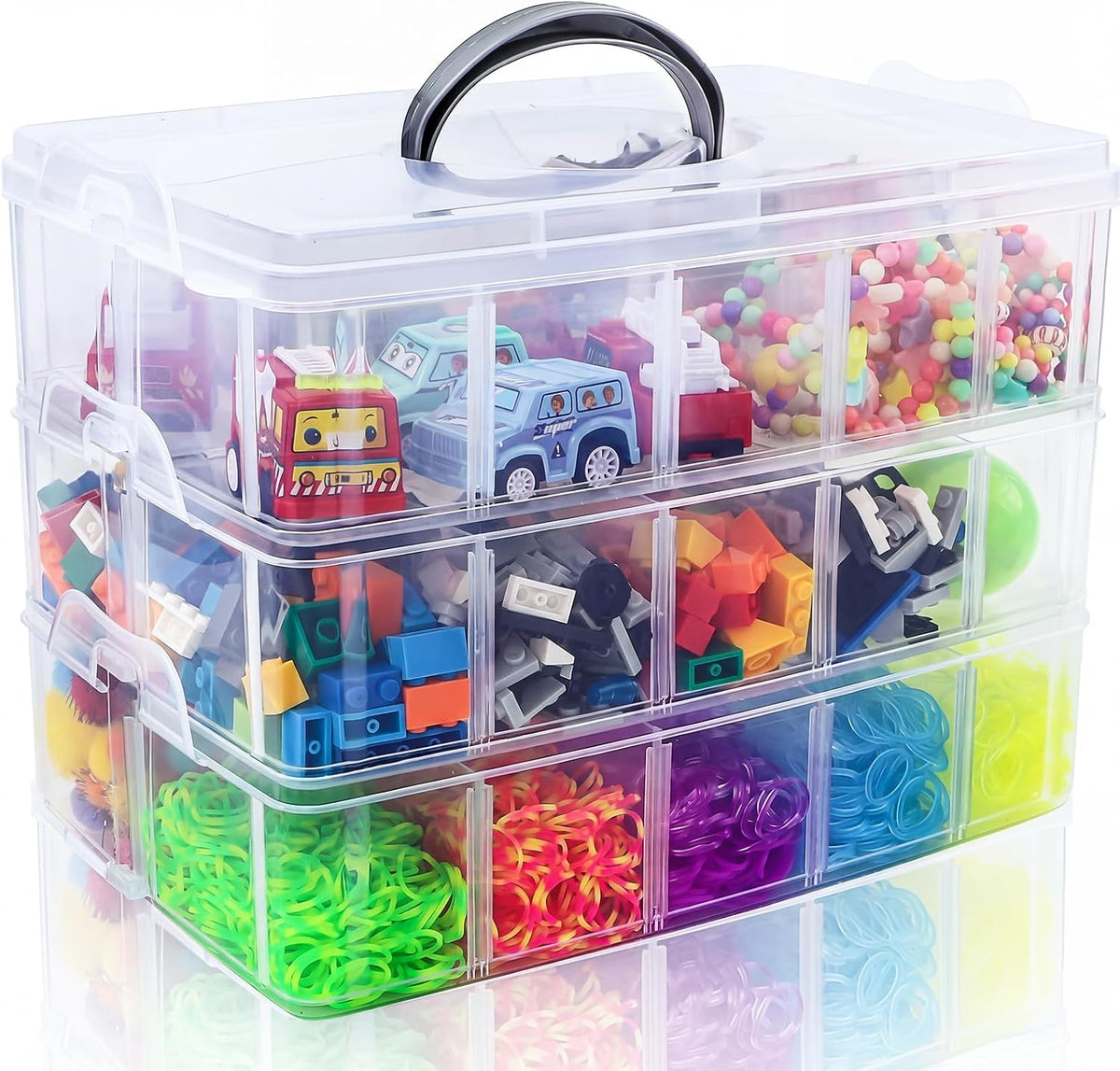 Bead Organizer 3 Tier 30 grid Stackable Craft Tackle Storage Container